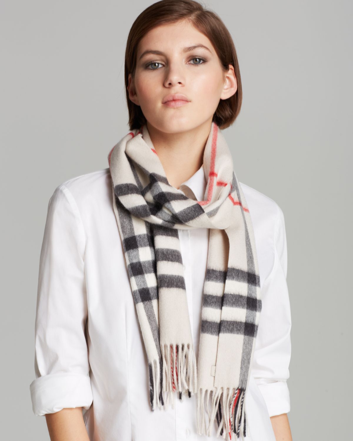 burberry giant check cashmere skinny scarf