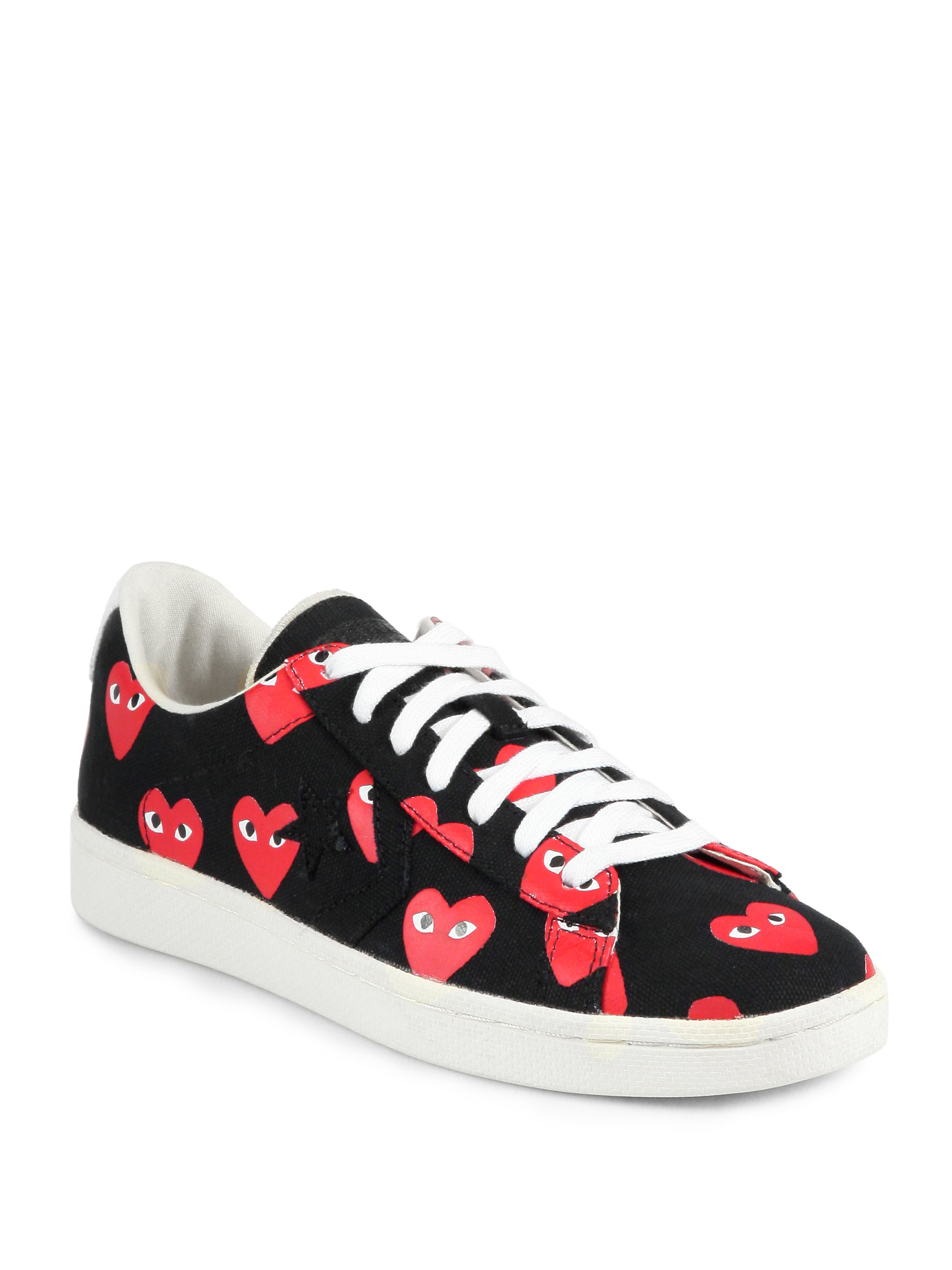 Play Comme Des Garçons Canvas Lace-Up Sneakers in Red (BLACK RED) | Lyst
