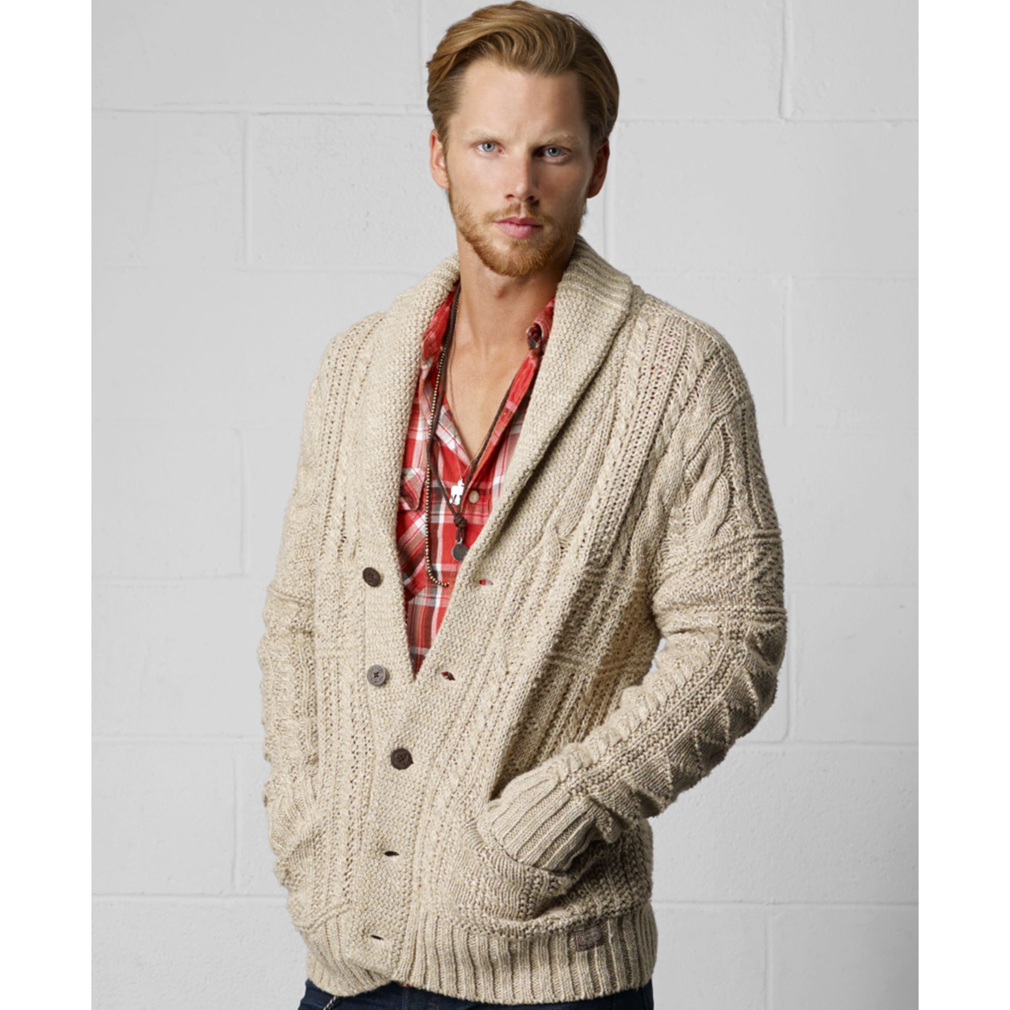 Lyst Denim  Supply Ralph Lauren Shawl Collar Cable Knit 