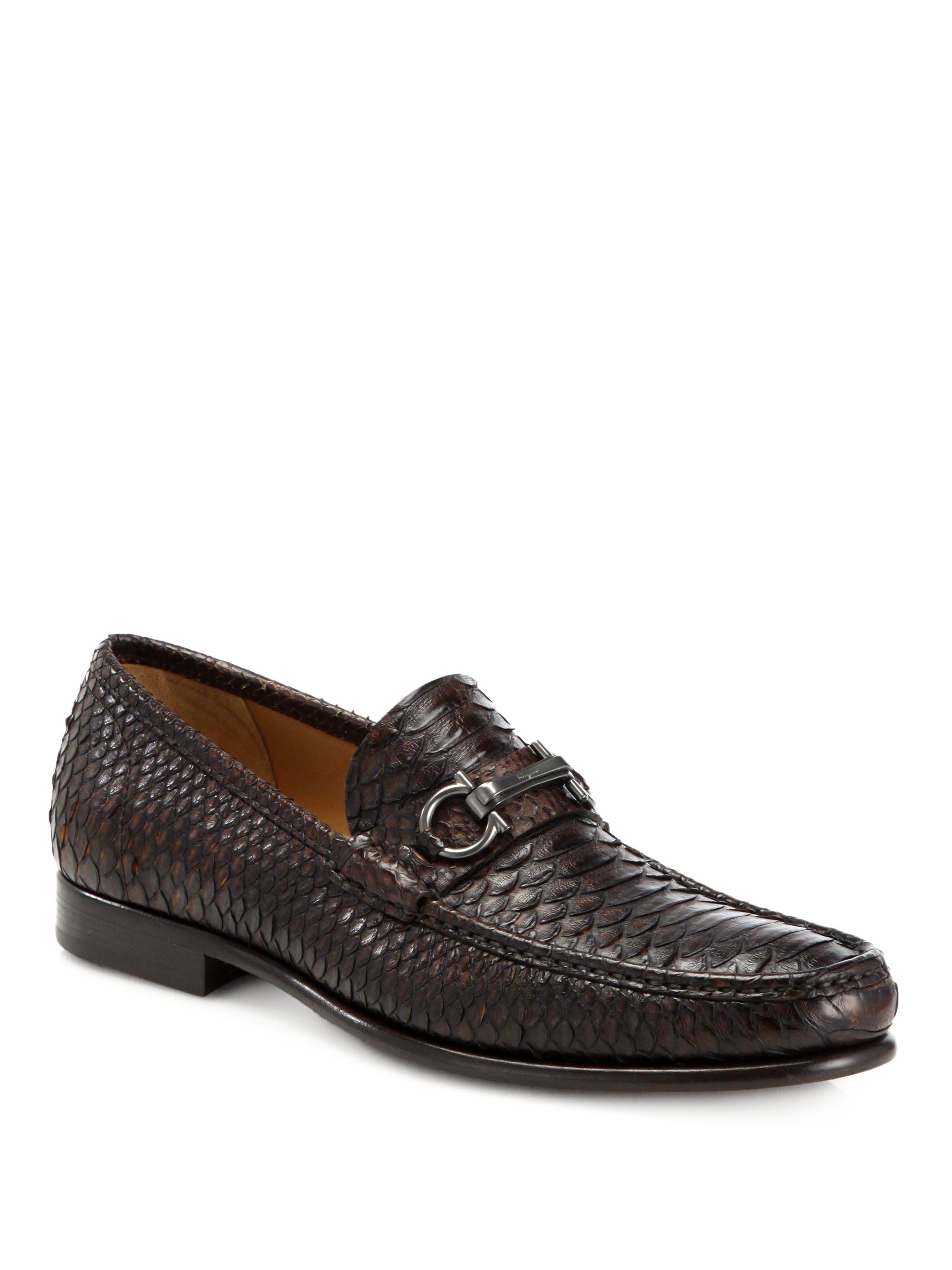 Ferragamo Rafaele Python Slip-On Loafers in Brown for Men | Lyst