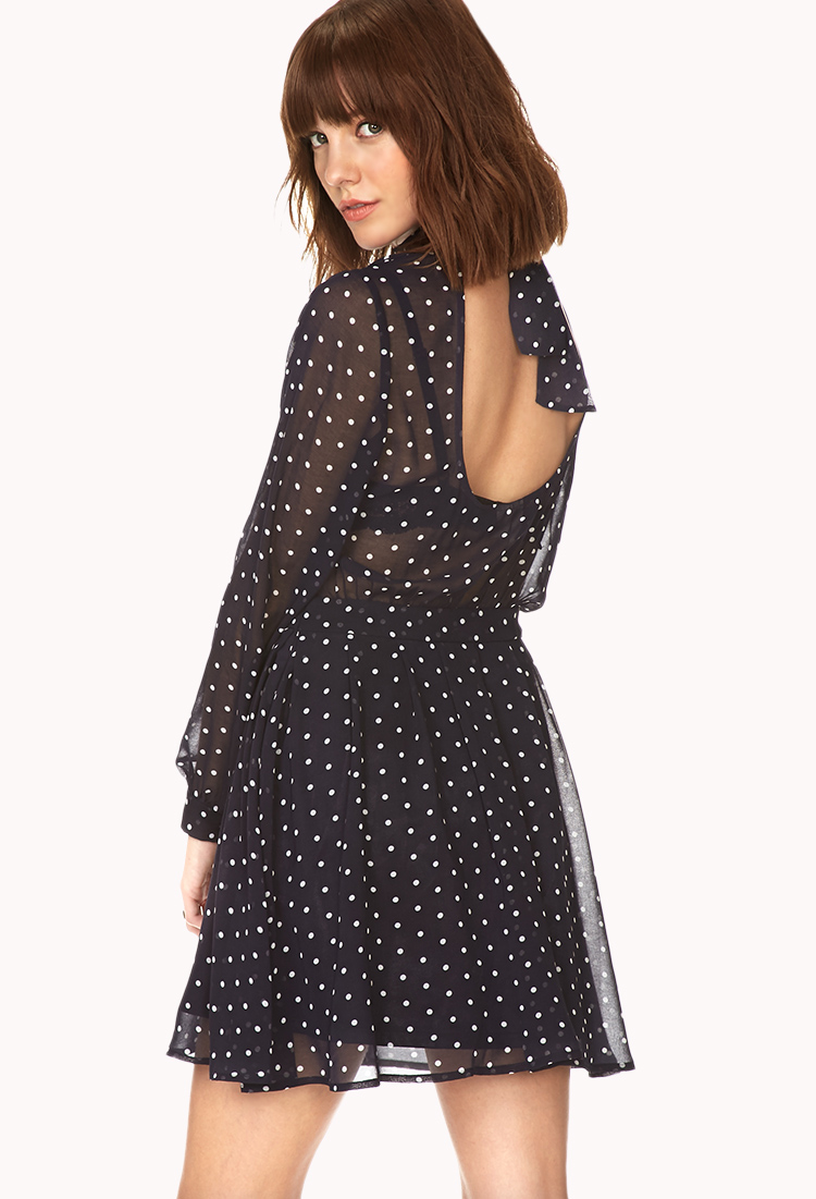 Lyst Forever 21 Retro Polka Dot Dress In Blue