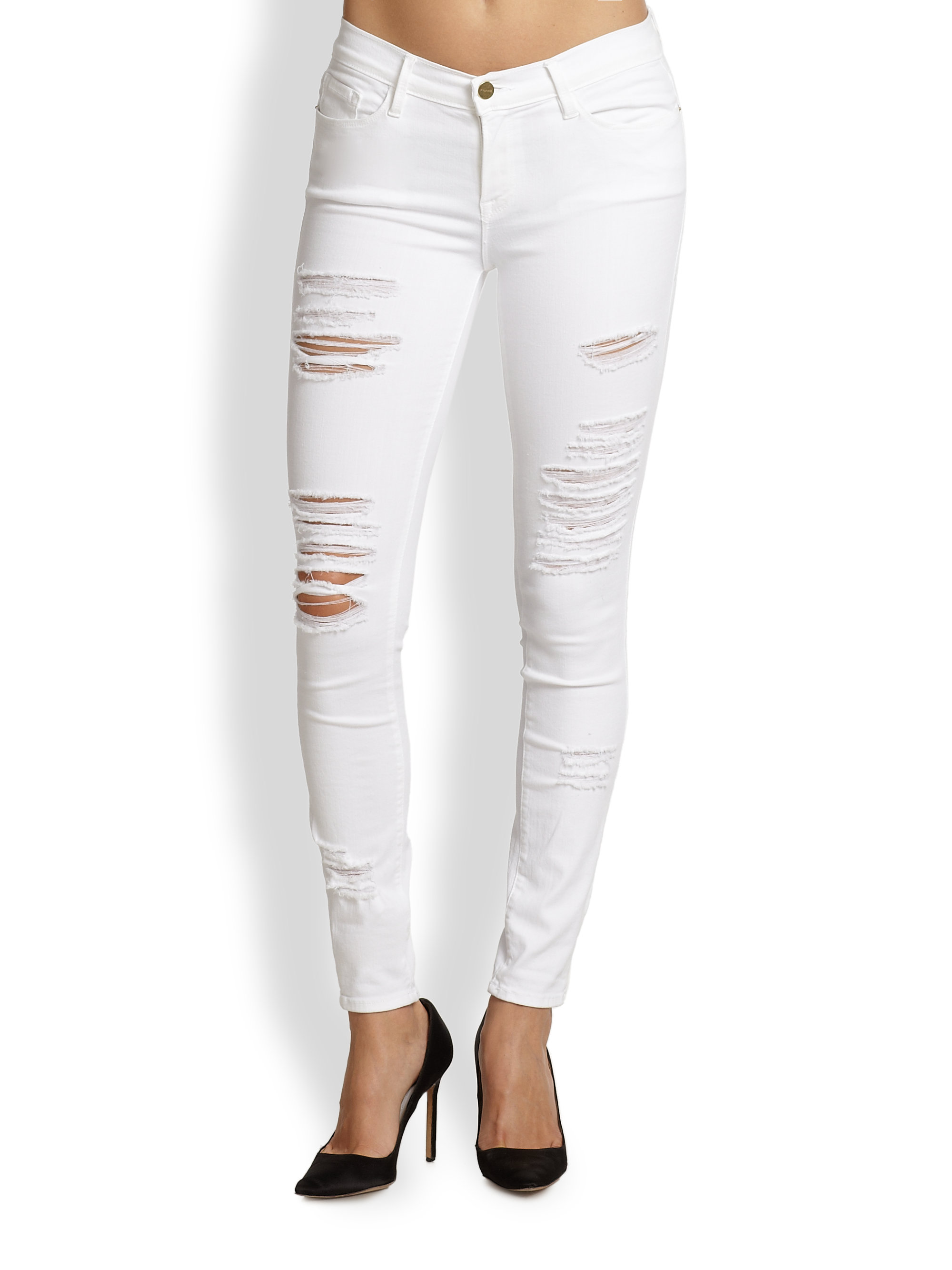 ladies white skinny jeans