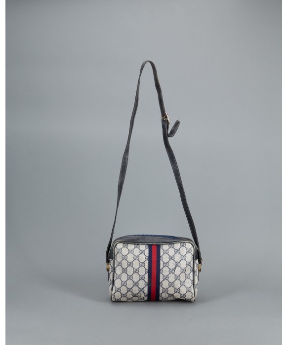 Lyst Gucci Preowned Navy Gg Canvas Web Striped Vintage Crossbody Gallery