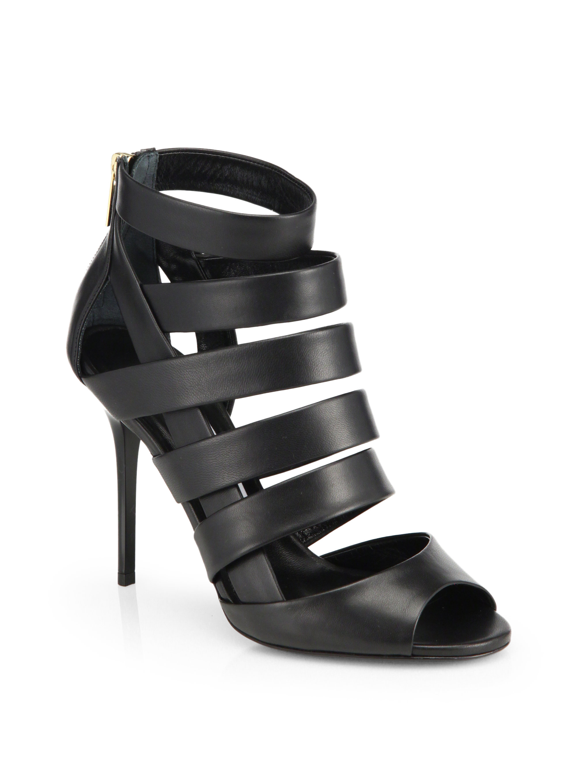 Lyst - Jimmy Choo Dame Leather Strappy Sandals in Black