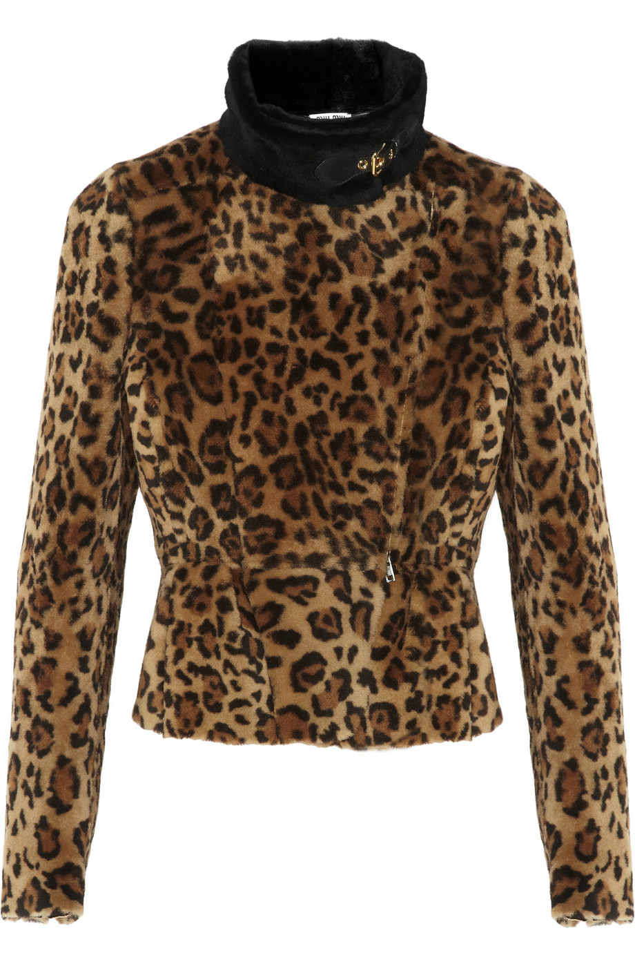 Lyst - Miu Miu Leopard Print Shearling Jacket in Brown
