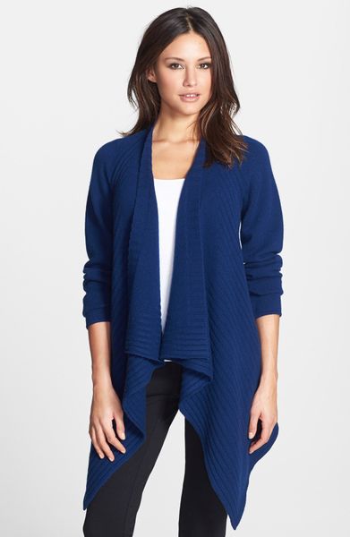 Nordstrom Collection Engineered Rib Cashmere Cardigan in Blue (Navy ...