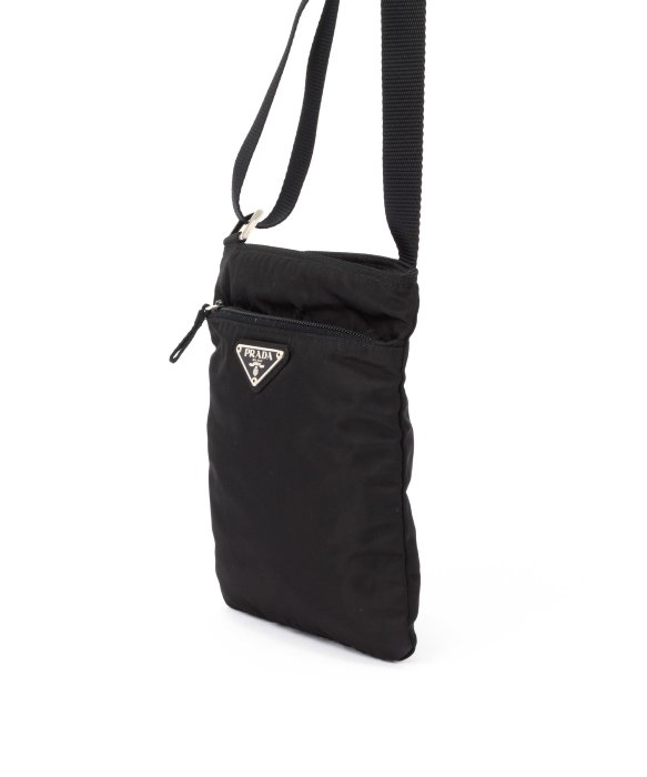 Prada Preowned Black Nylon Flat Messenger Bag in Black | Lyst