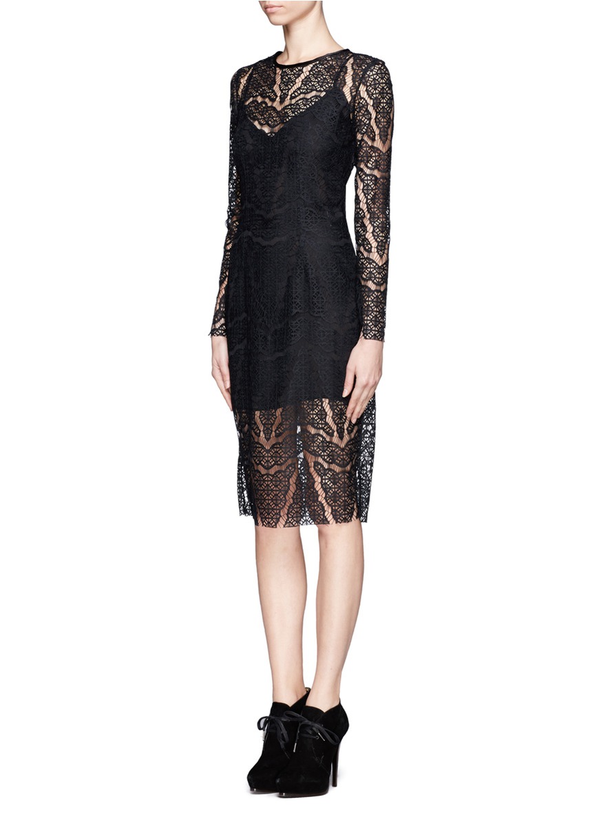 Lyst - Sandro Lace Overlay Dress in Black