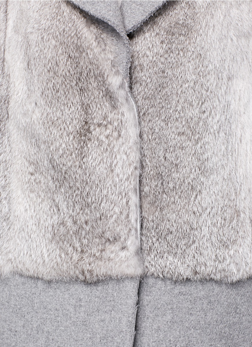Image result for Sandro Gray Magnifique Wool-blend Rabbit Fur Coat