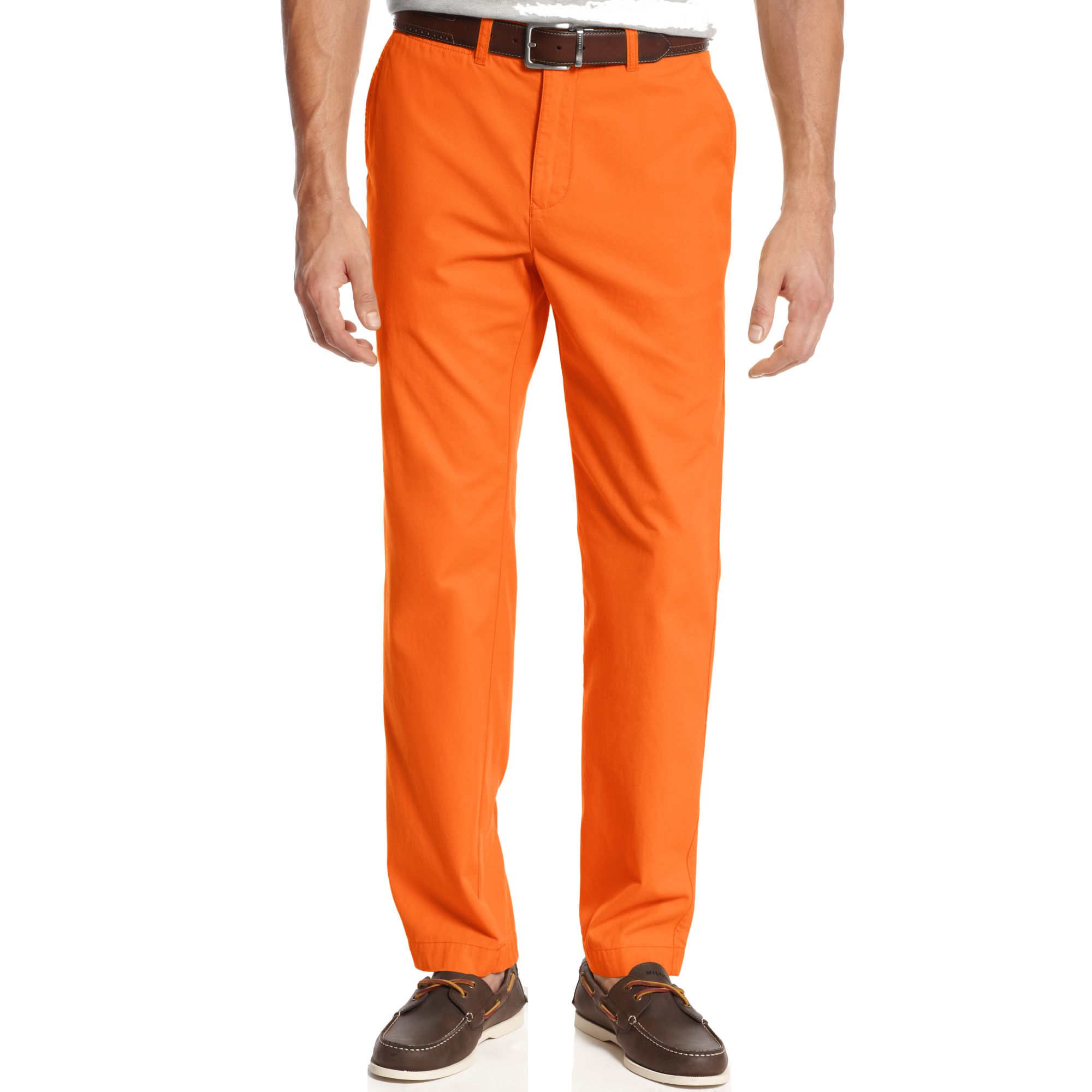 Tommy hilfiger Slim Fit Graduate Chino Pants in Orange for Men | Lyst