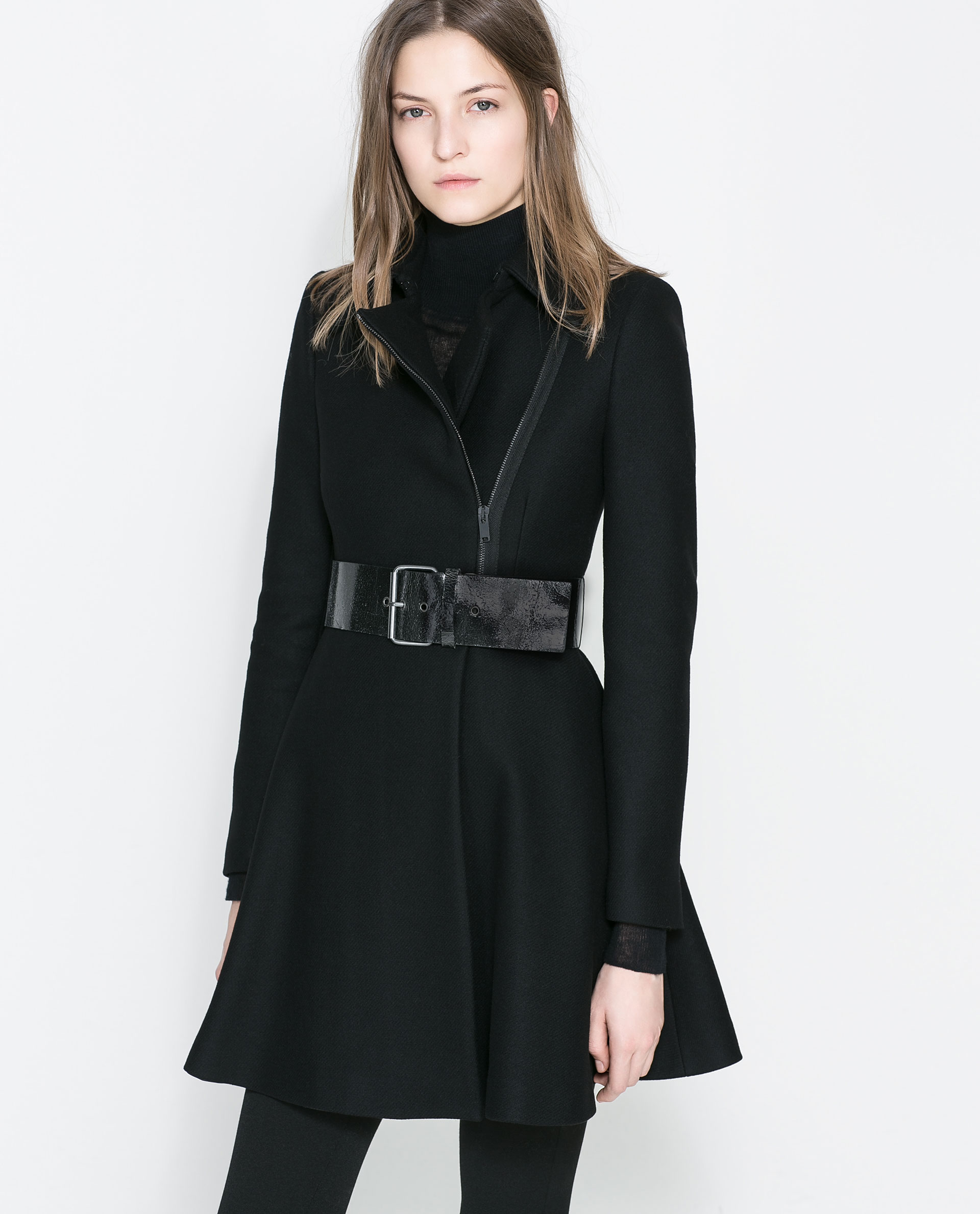 zara black overcoat