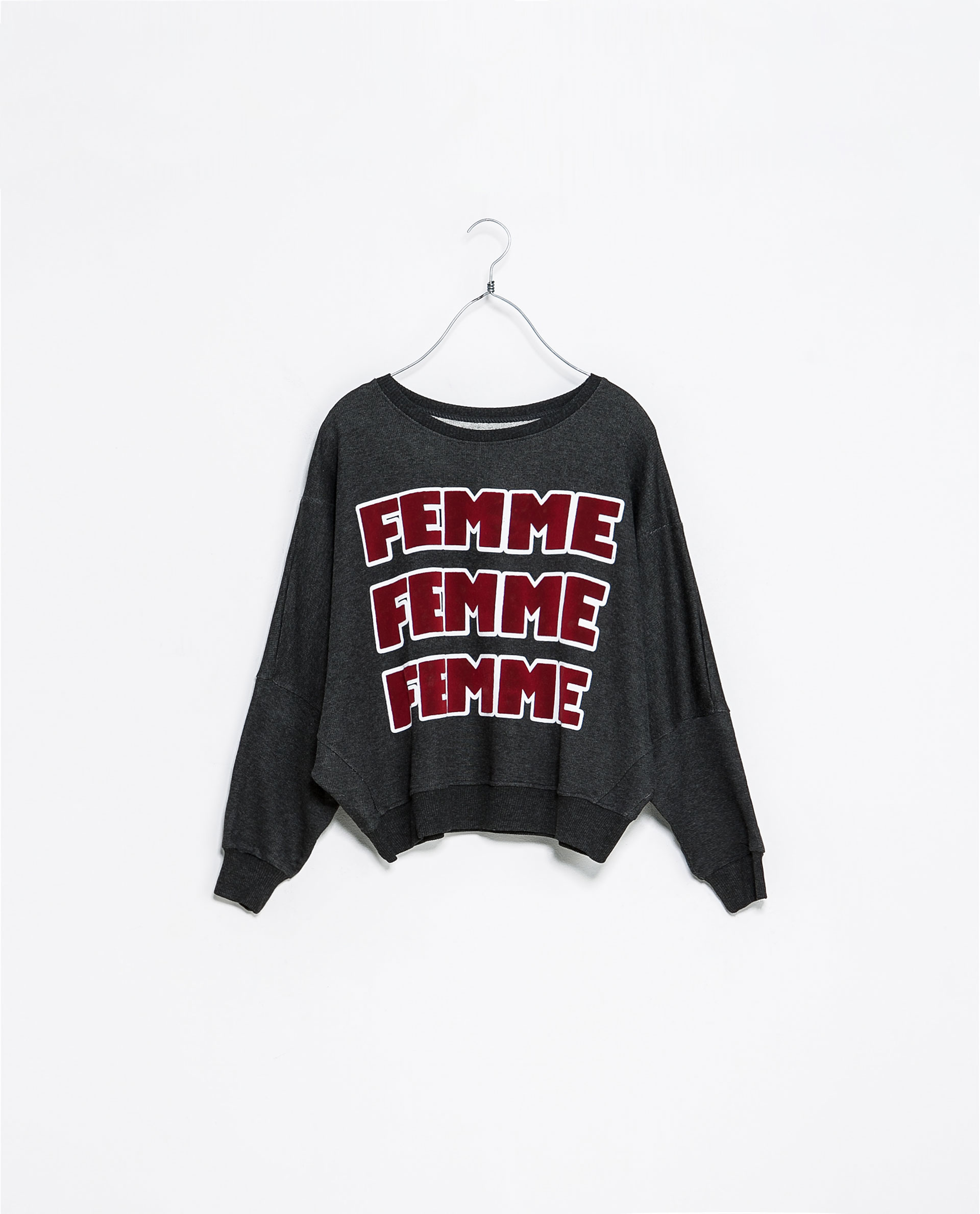 Zara Femme Sweatshirt in Gray (Dark charcoal grey) Lyst