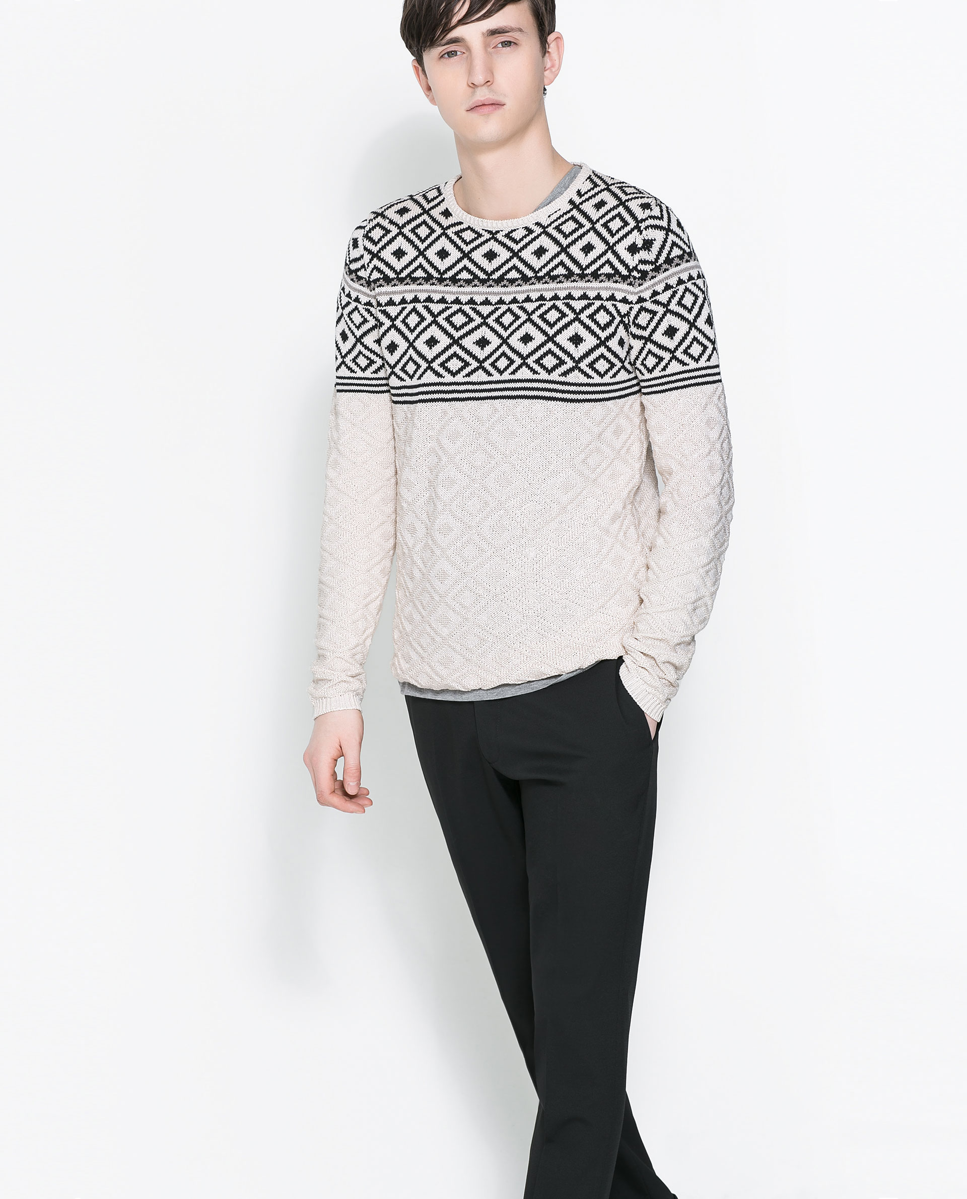 Zara Jacquard Jersey in White for Men | Lyst