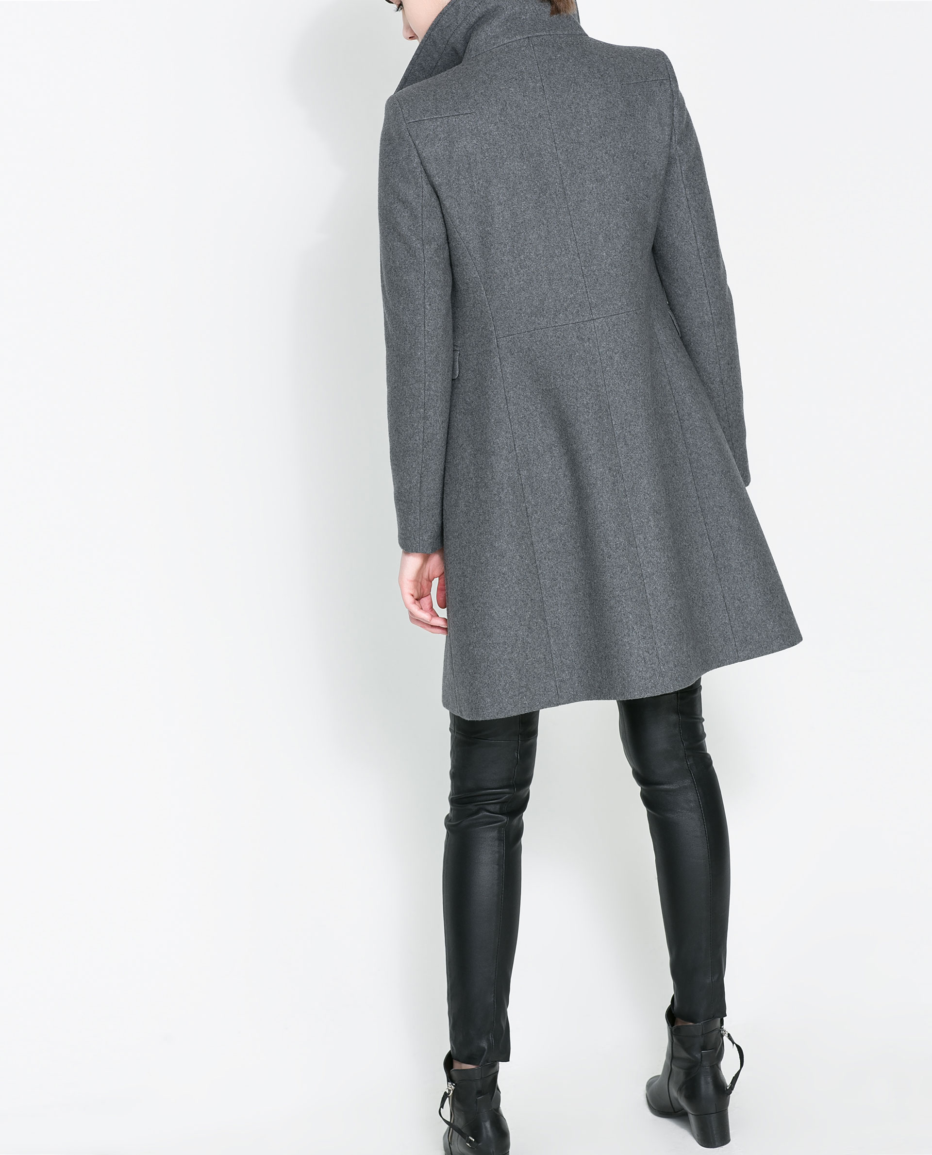 Zara Combined Wool Coat in Gray Lyst