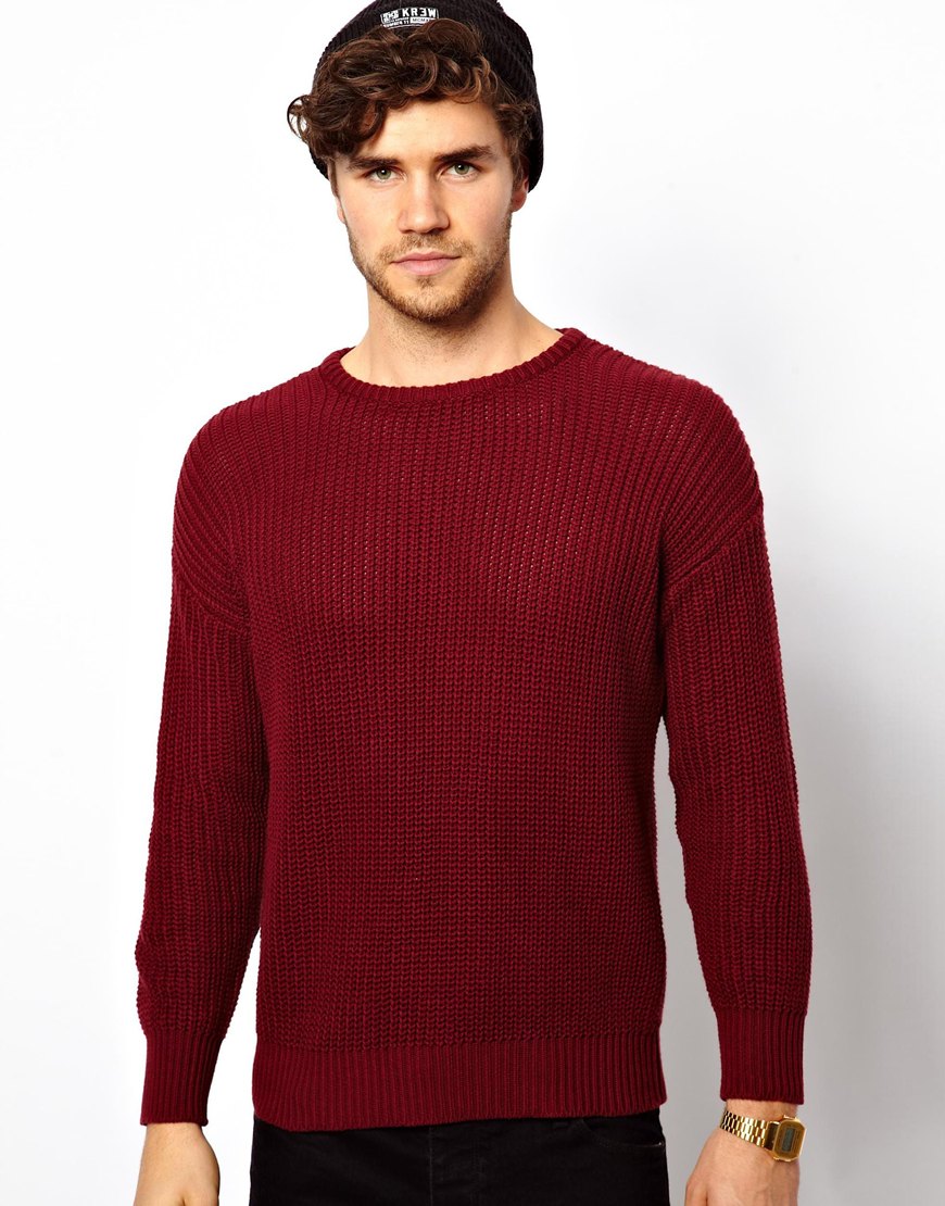 Lyst - Asos American Apparel Fishermans Sweater in Red for Men