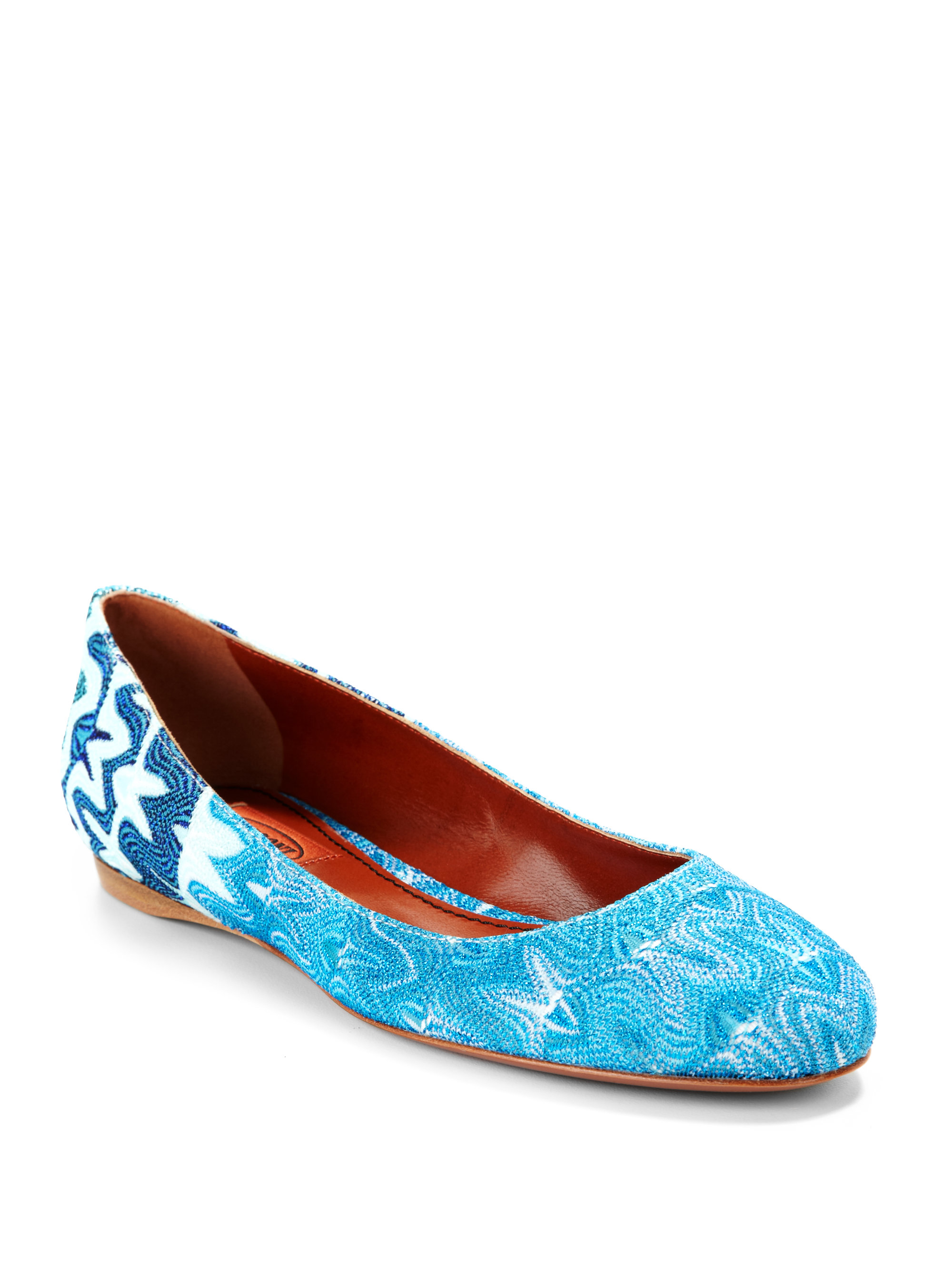 Missoni Metallic Floral Knit Ballet Flats in Blue | Lyst