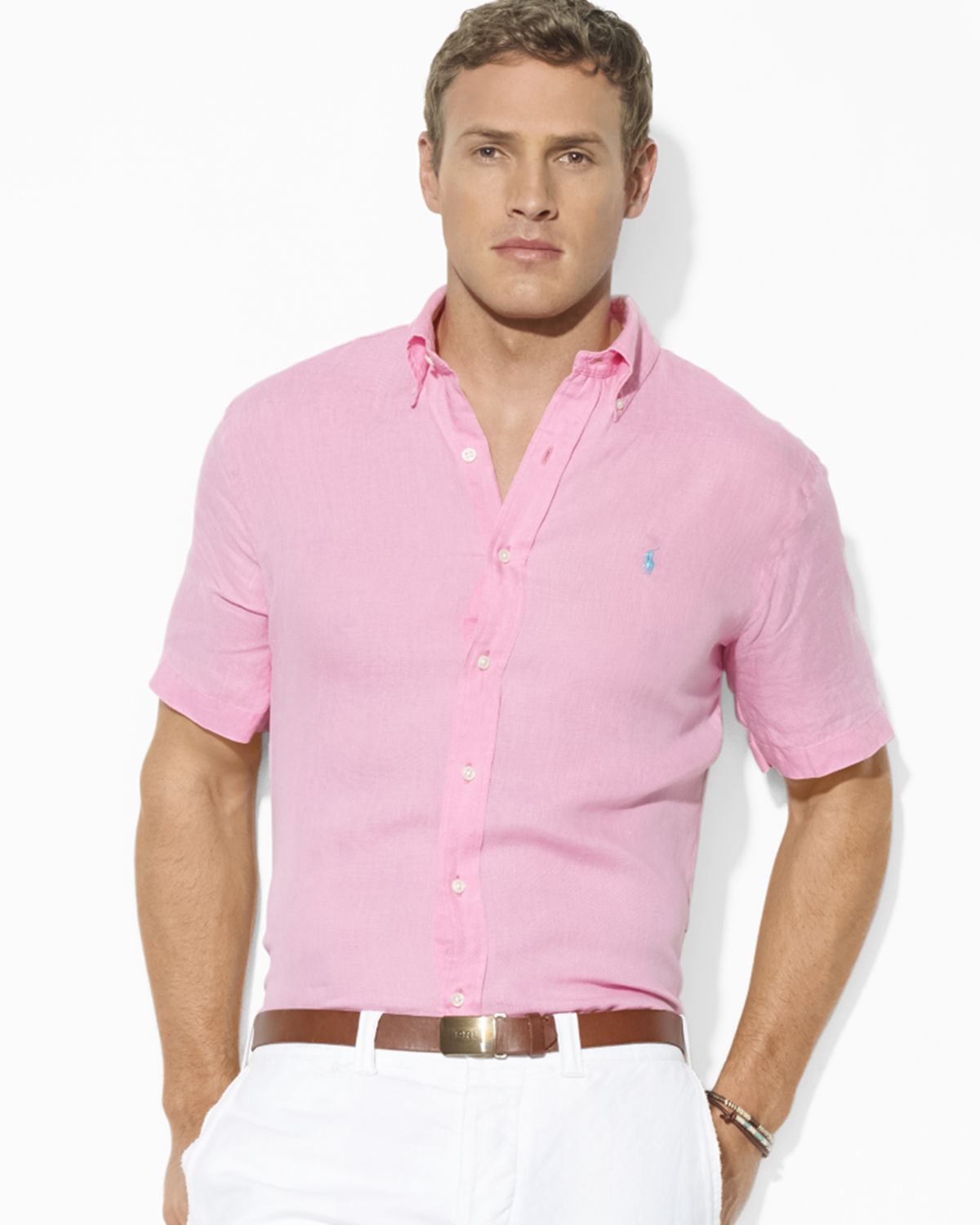 ralph lauren men's short sleeve linen shirt