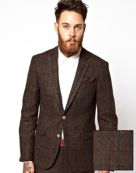 Asos Slim Fit Suit Jacket in Harris Tweed in Brown for Men | Lyst