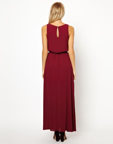 Asos Oasis Pleated Maxi Dress in Red (Berry) | Lyst