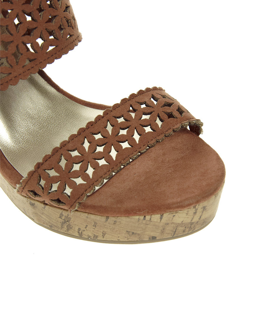 Lyst - Asos New Look Gerbera Cut Out Wedge Sandals in Brown
