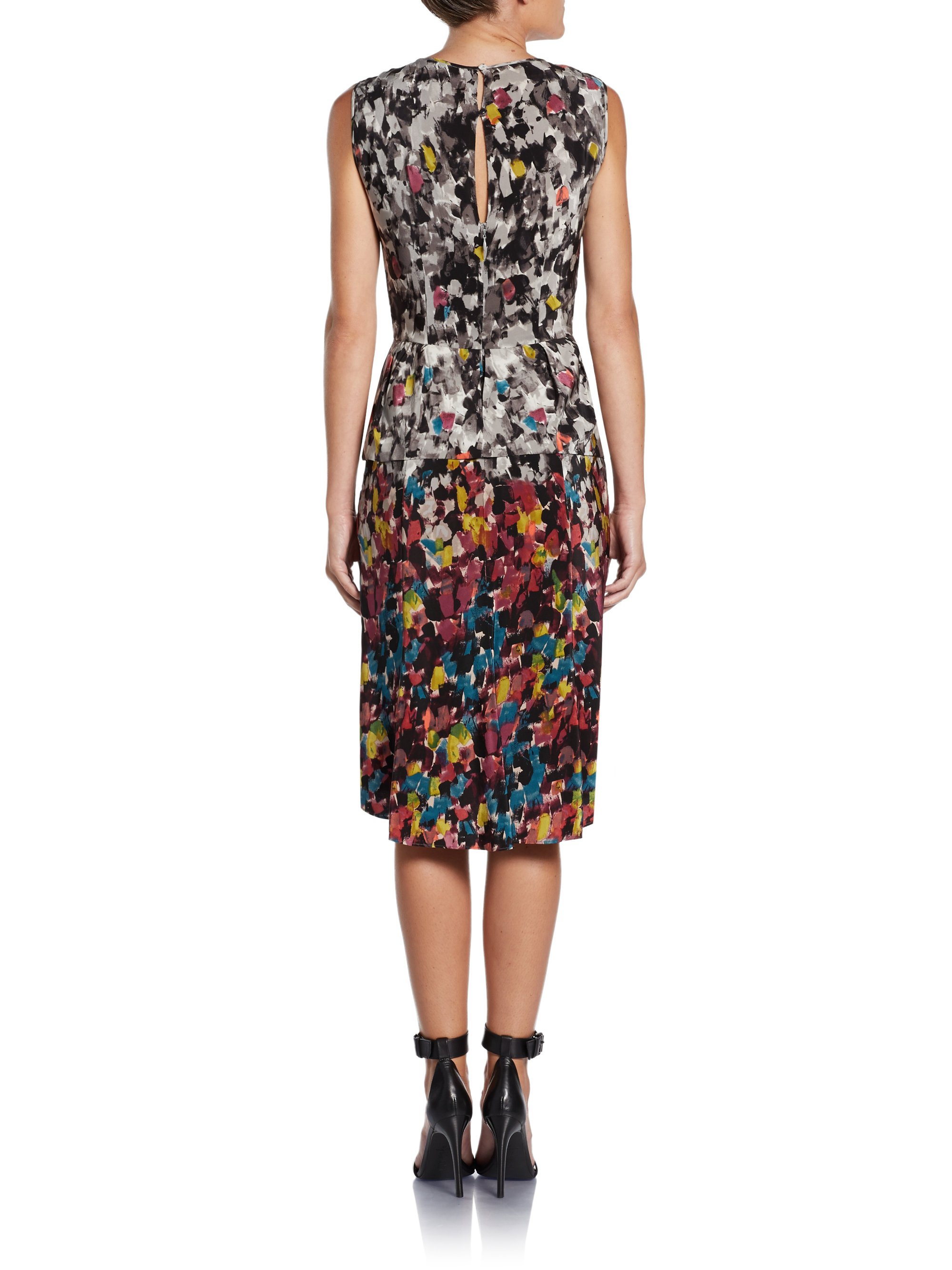 Lyst - Bcbgmaxazria Amalia Silk Brushstrokeprint Sheath Dress