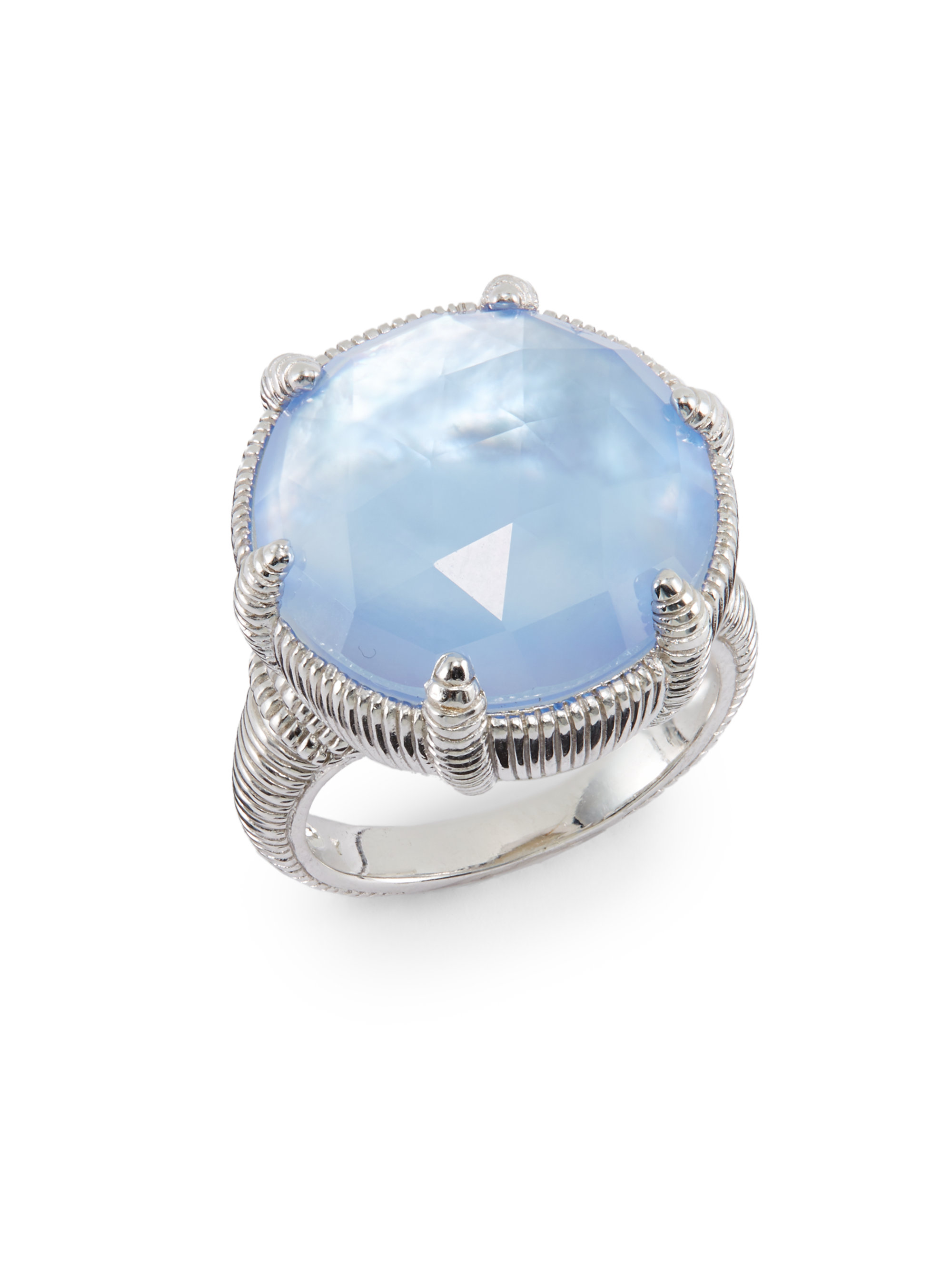 Judith Ripka Faceted Round Blue Doublet Sterling Silver Ring in Blue | Lyst