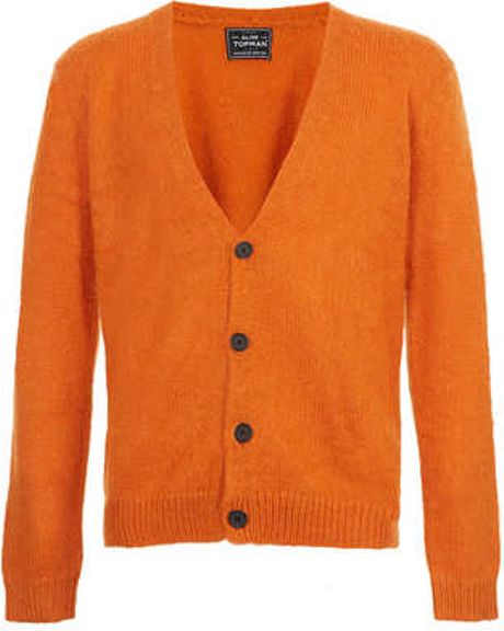 Topman Orange Cardigan with Mohair in Orange for Men | Lyst