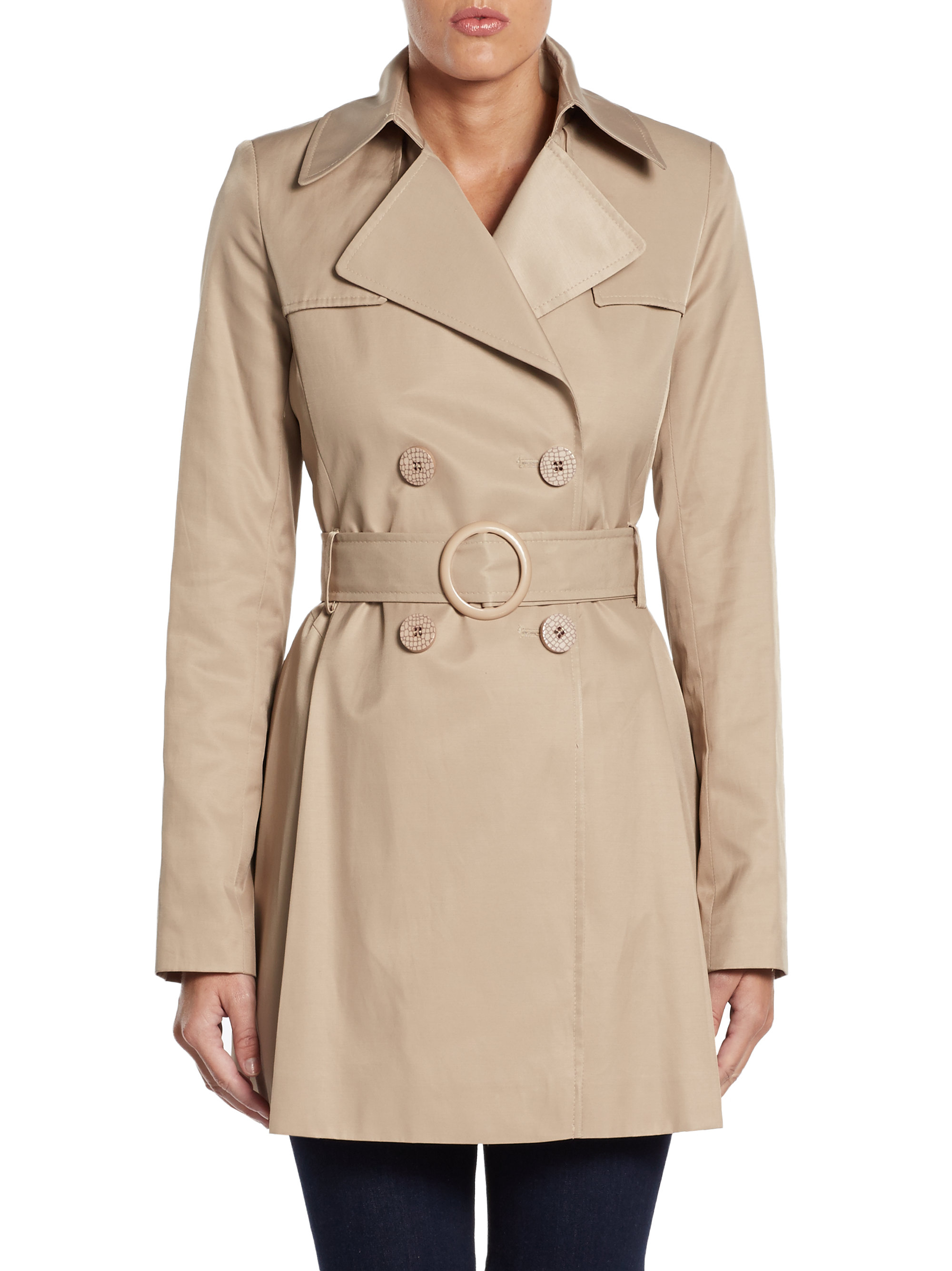 Via Spiga Pleated Back Trench Coat in Beige (SAND) | Lyst