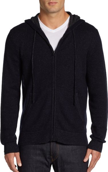 Vince Wool Cashmere Zip Front Hoodie in Blue for Men (NAVY) | Lyst