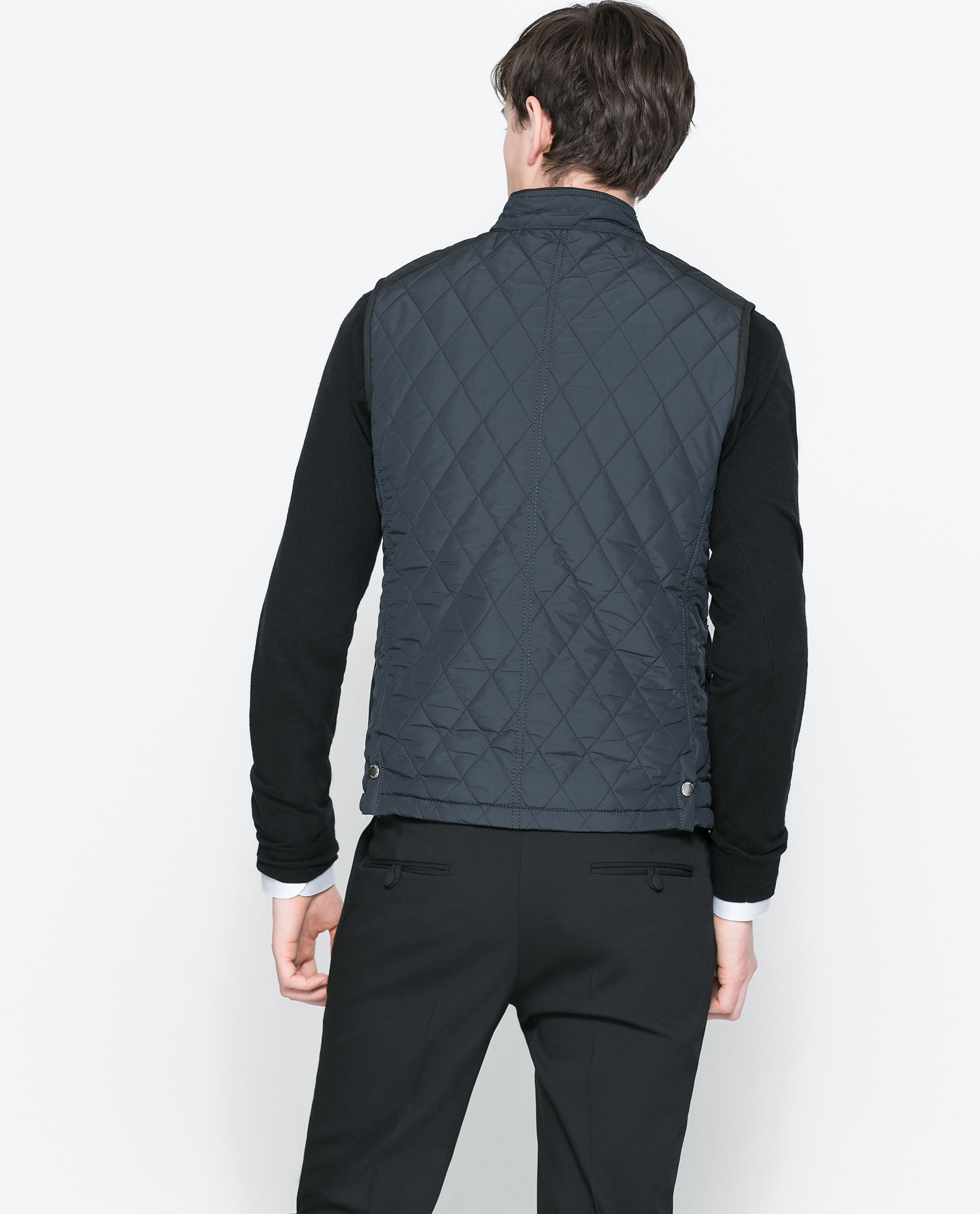 Zara Quilted Waistcoat with Contrasts in Blue for Men Lyst