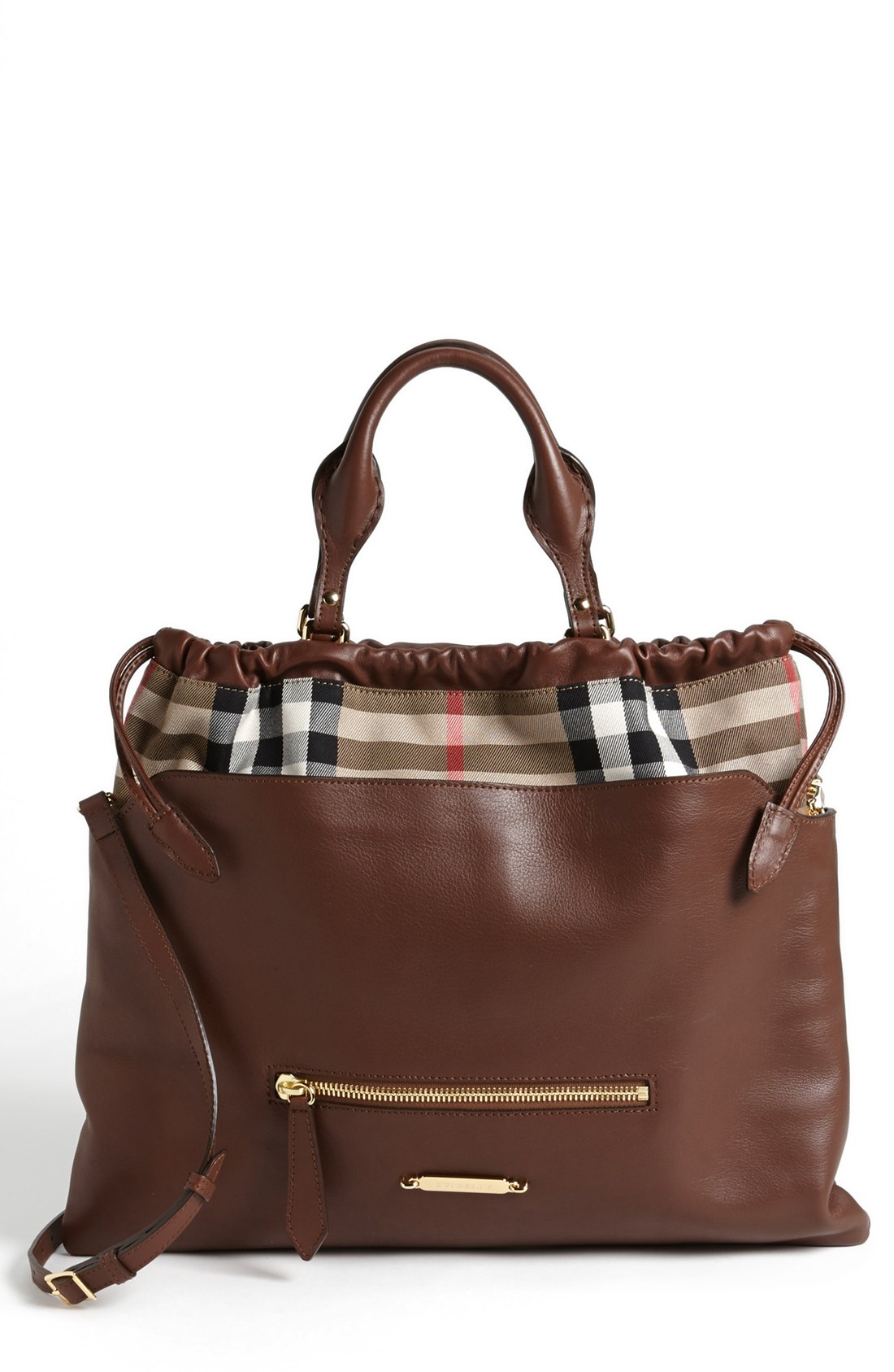 Burberry 'Big Crush - House Check' Leather Tote in Brown (Dark Ochre ...