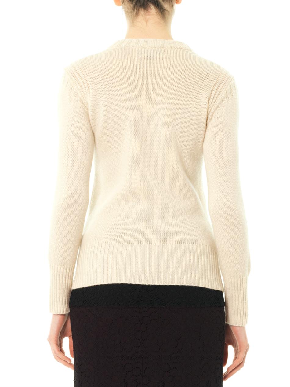 Lyst - Burberry Prorsum Embellished Cashmere Sweater in Natural