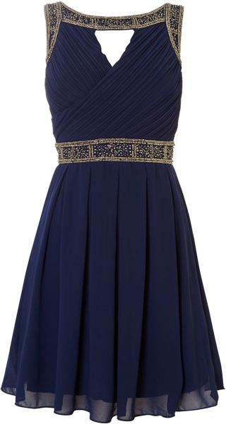 Tfnc Embellished Strap Dress in Blue (Navy) | Lyst