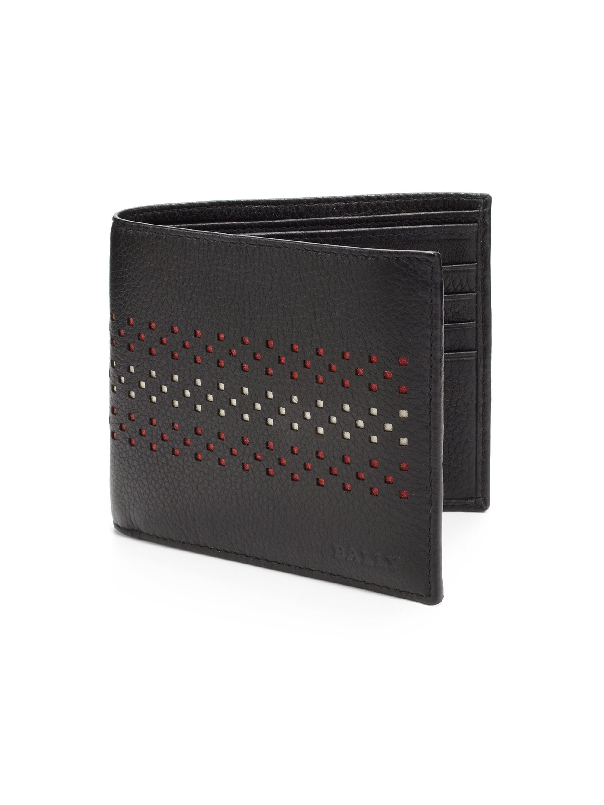 Lyst - Bally Vollen Perforated Leather Wallet in Black for Men