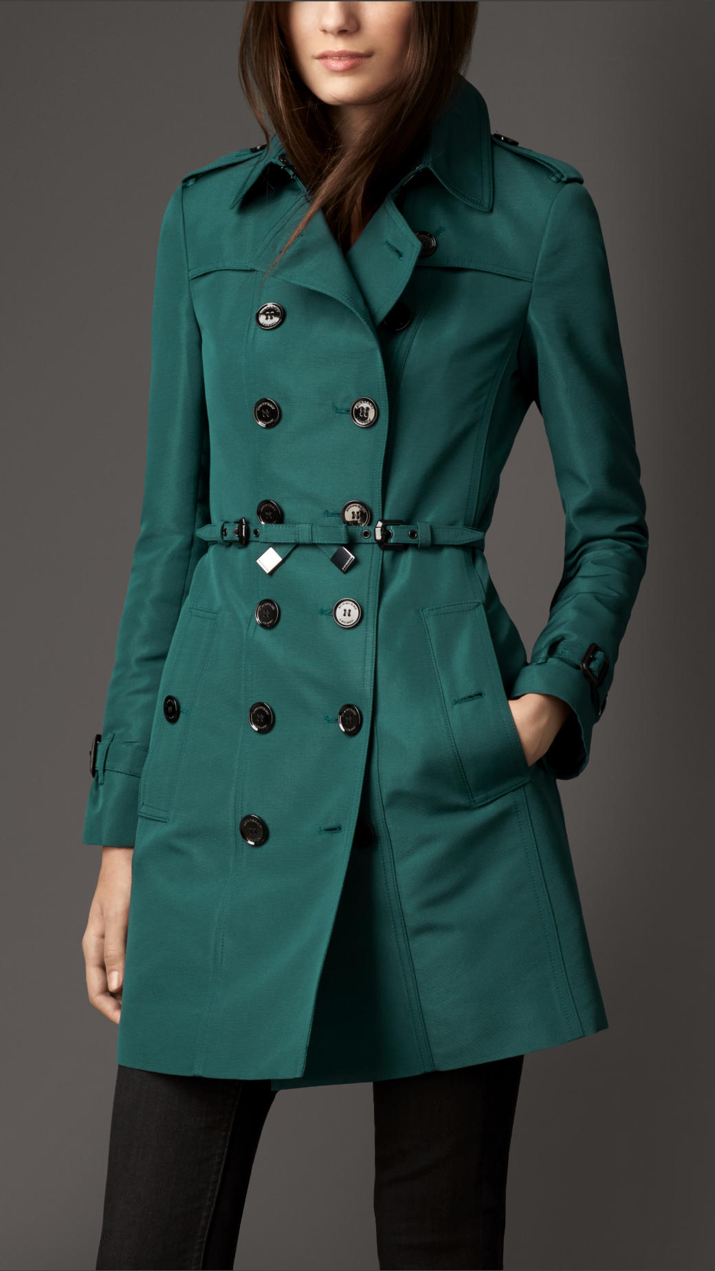 Lyst - Burberry Mid Length Silk Blend Faille Trench Coat in Green
