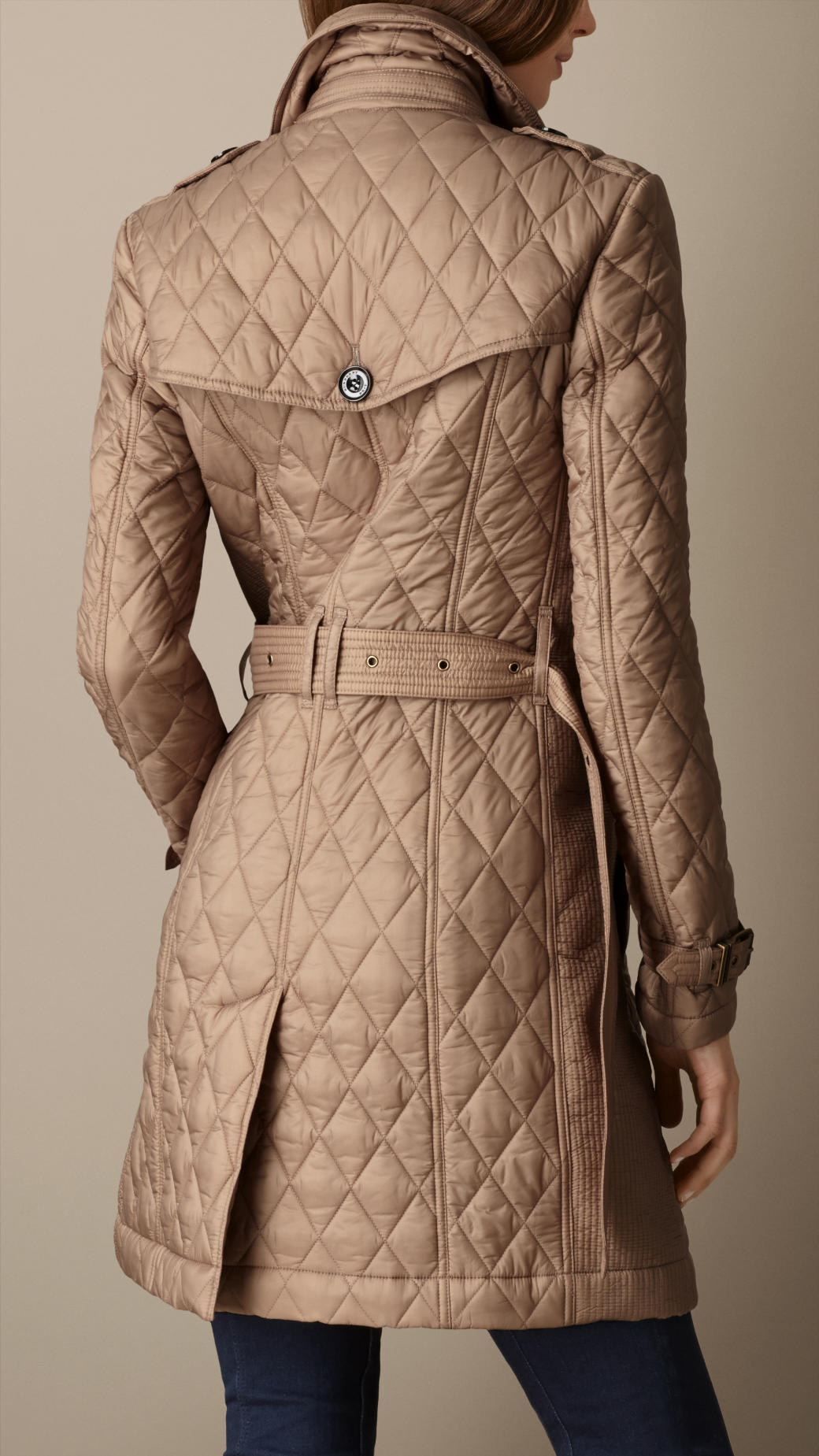 Lyst - Burberry Midlength Diamond Quilt Trench Coat in Brown