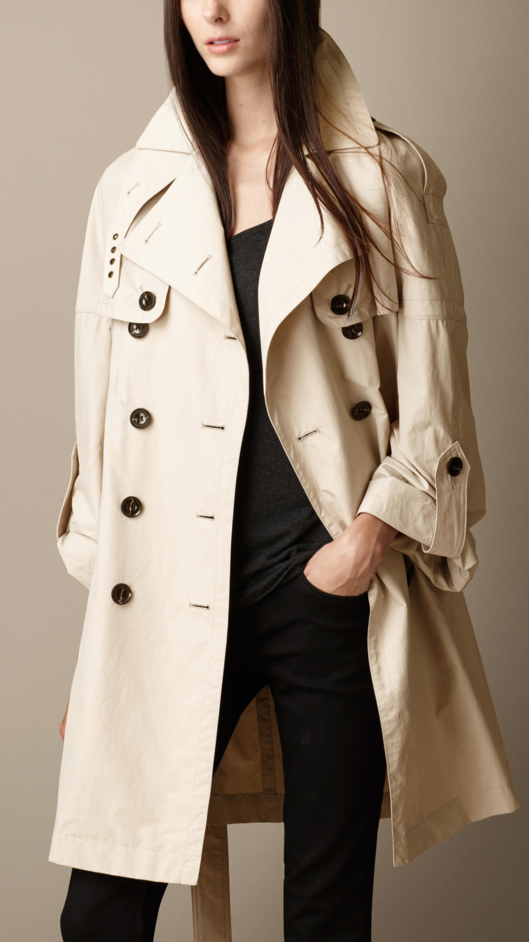 Burberry Oversize Dolman Sleeve Trench Coat in Natural | Lyst