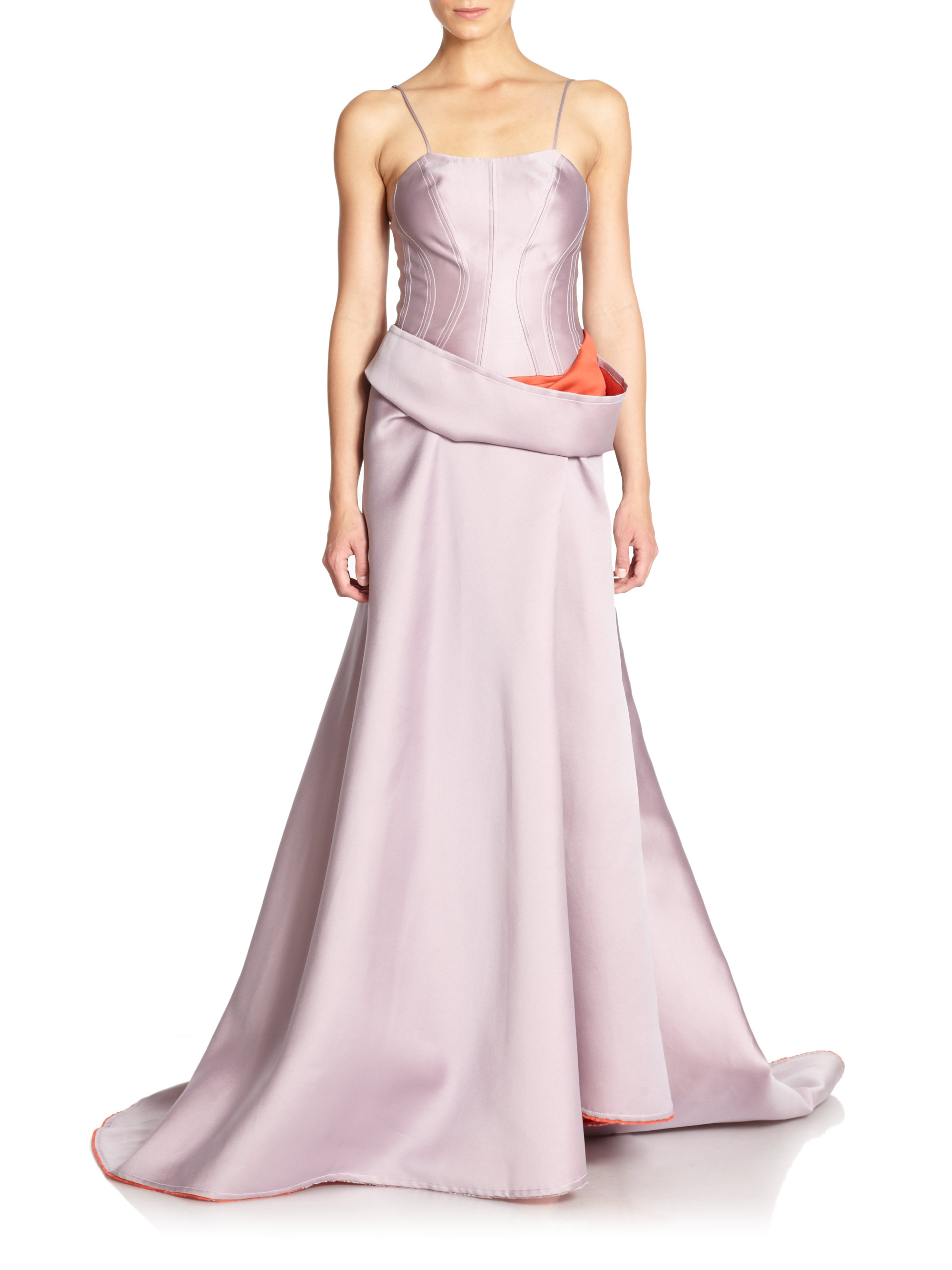 Carolina Herrera Folded Evening Gown in Purple (LIGHT PURPLE) | Lyst