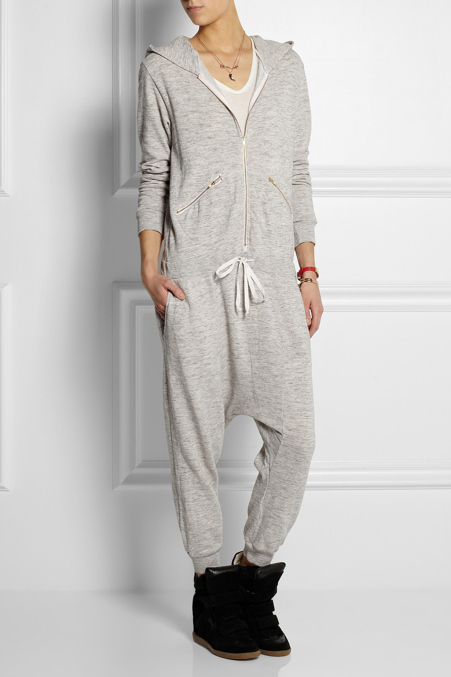 Lyst Clu CottonTerry Hooded Jumpsuit in Gray