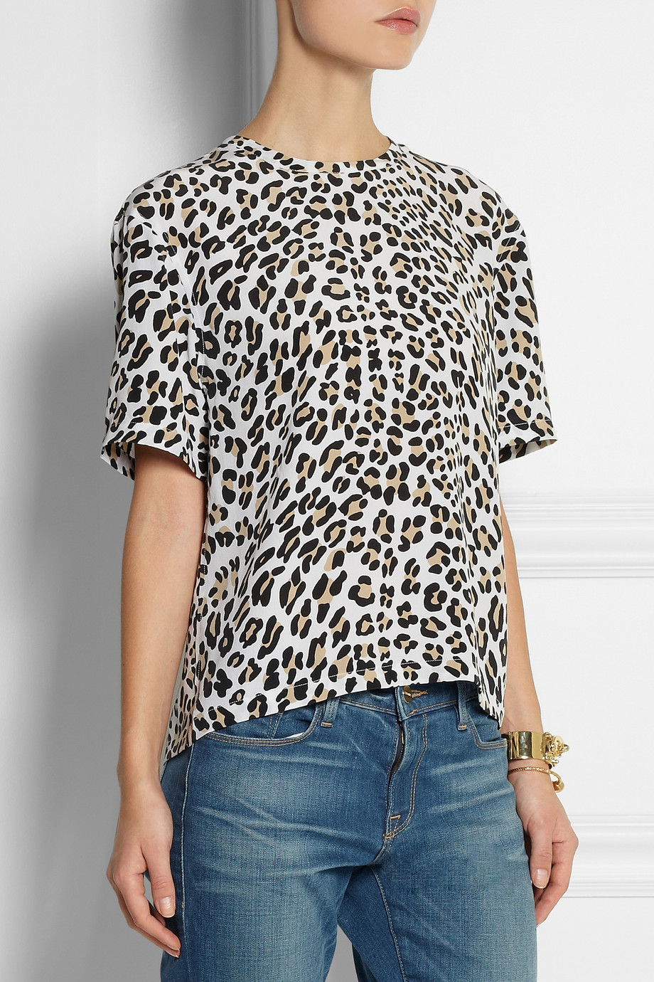 multi stripe leopard print top