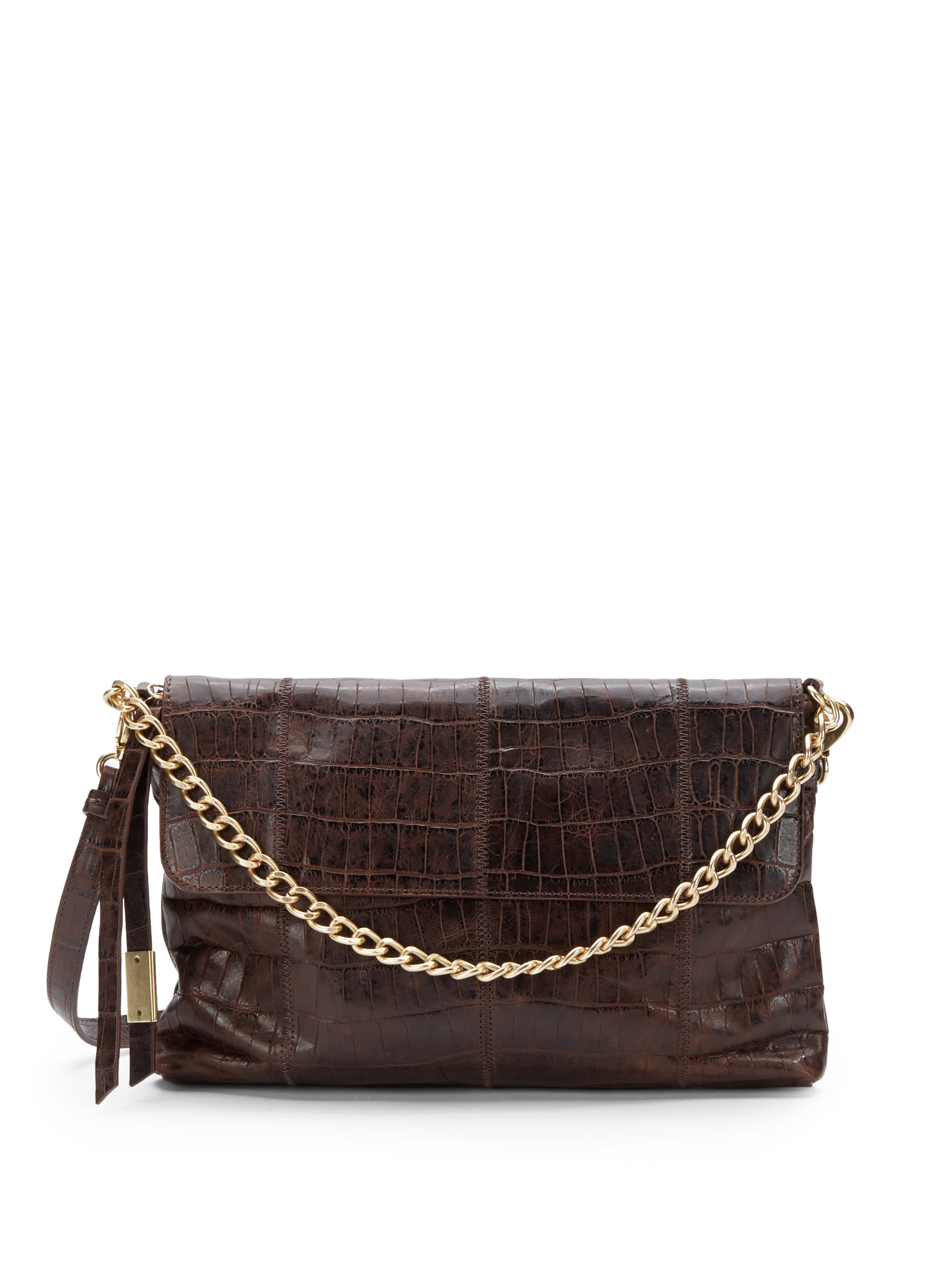 Lyst - Foley + Corinna Nimble Croc-Embossed Leather Flap Shoulder Bag ...