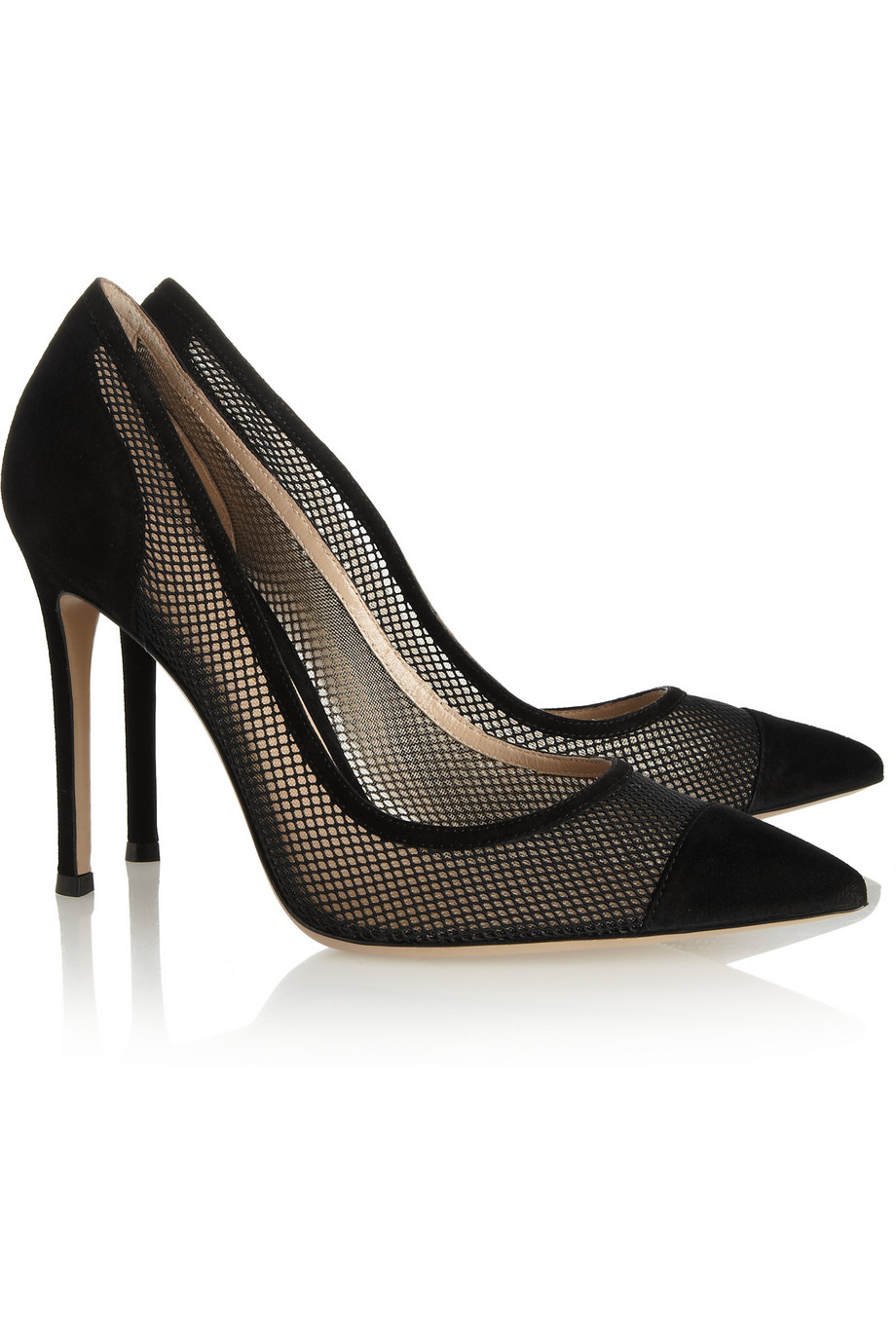 Gianvito rossi Suede and Mesh Pumps in Black | Lyst