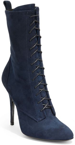 Giuseppe Zanotti Suede Lace-Up Boots in Blue | Lyst