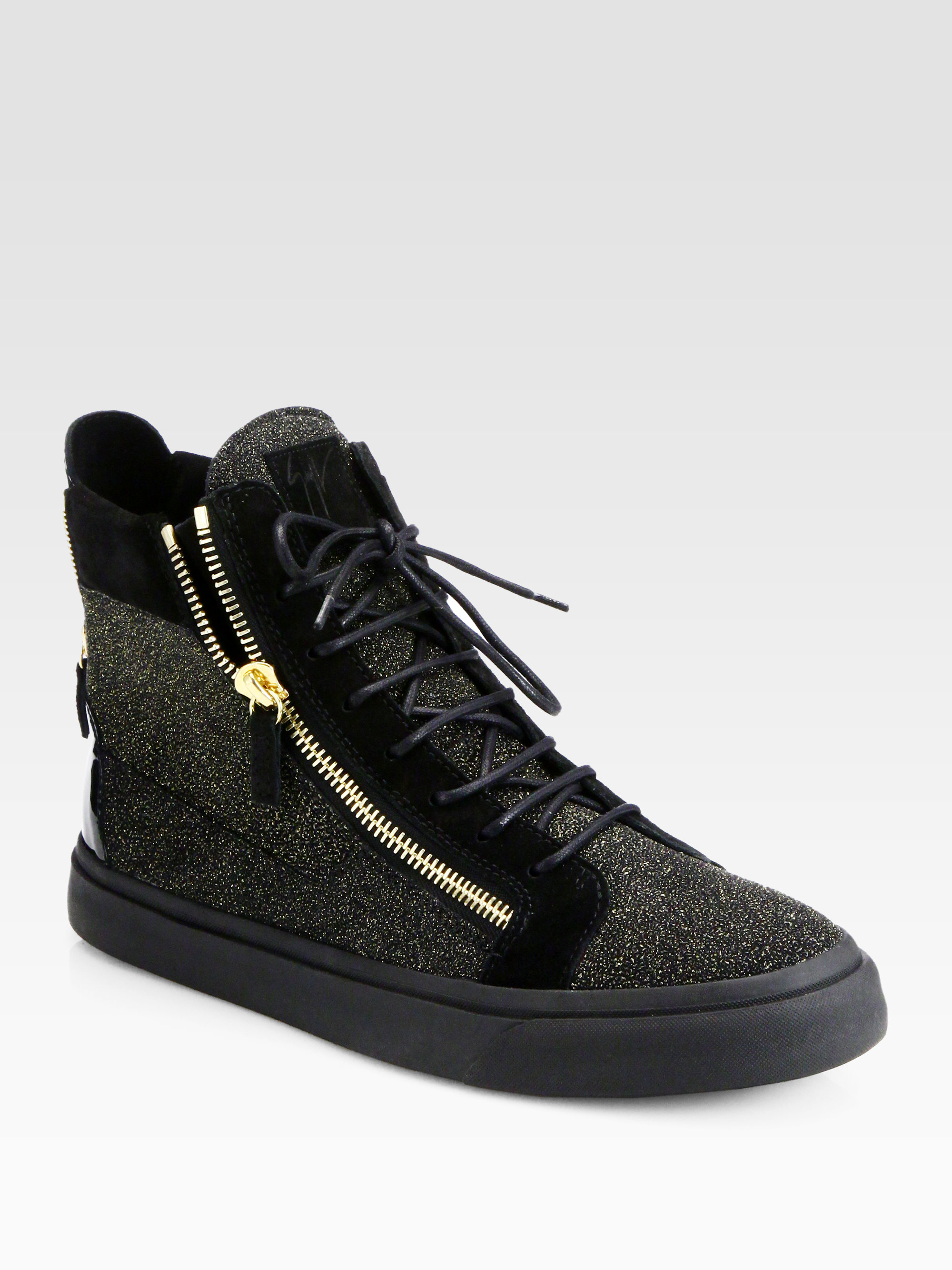 Giuseppe Zanotti Double Zip Chevron Hightop Sneakers in Black for Men ...