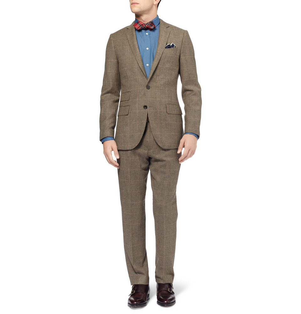 Lyst - J.Crew Ludlow Slim-Fit Glen Plaid Wool-Blend Suit Trousers in ...