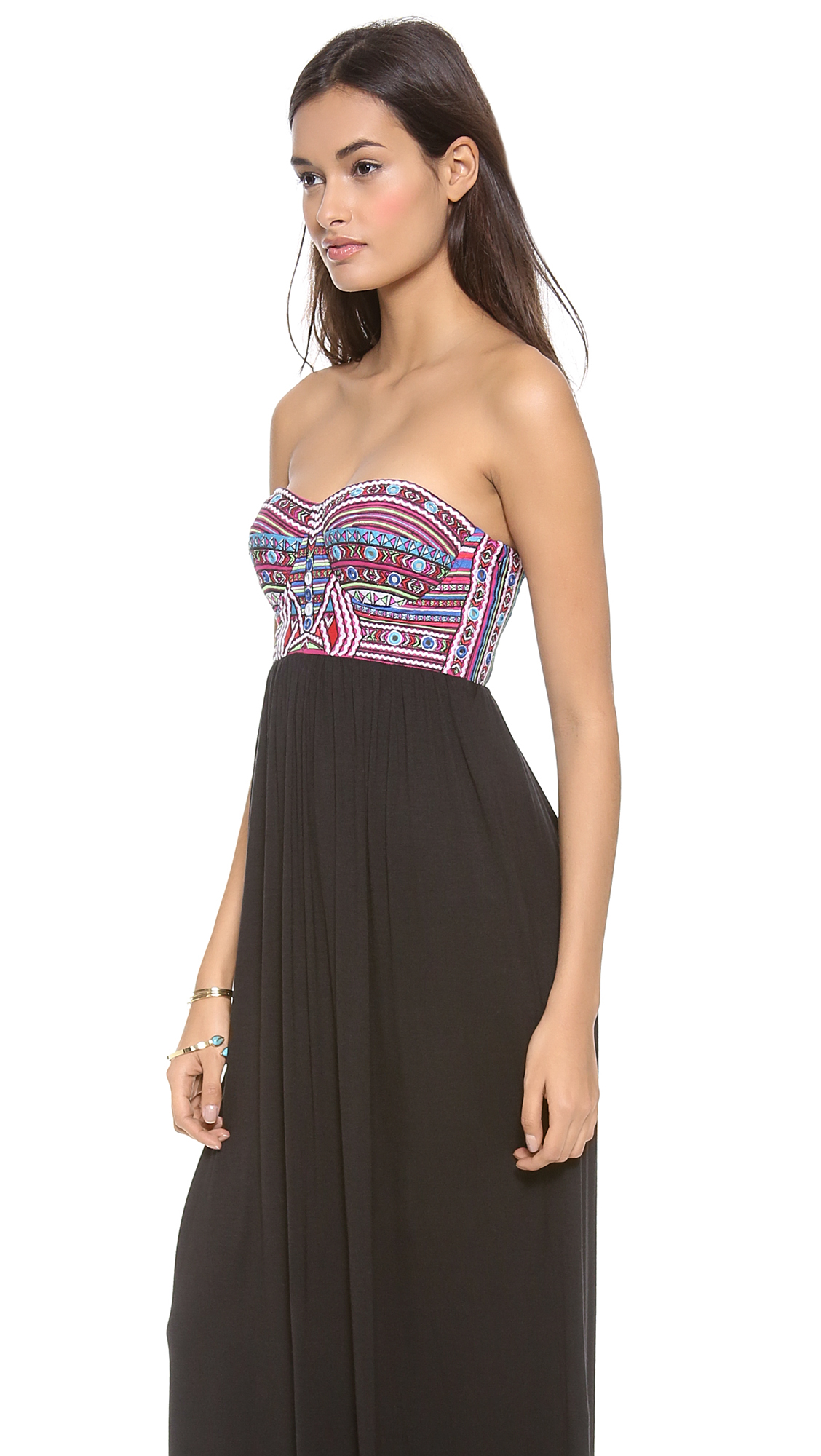Mara hoffman Mirror Embroidery Bustier Dress in Black Lyst
