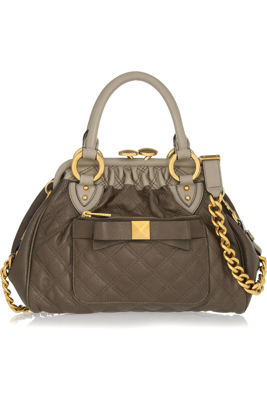 Marc Jacobs Mini Stam Quilted Leather Shoulder Bag in Gray | Lyst
