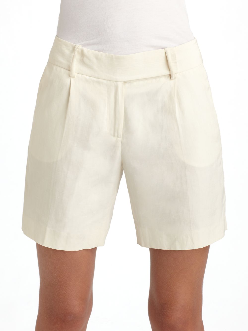 Michael Kors Washed Silk Linen Bermuda Shorts in White (ecru) | Lyst