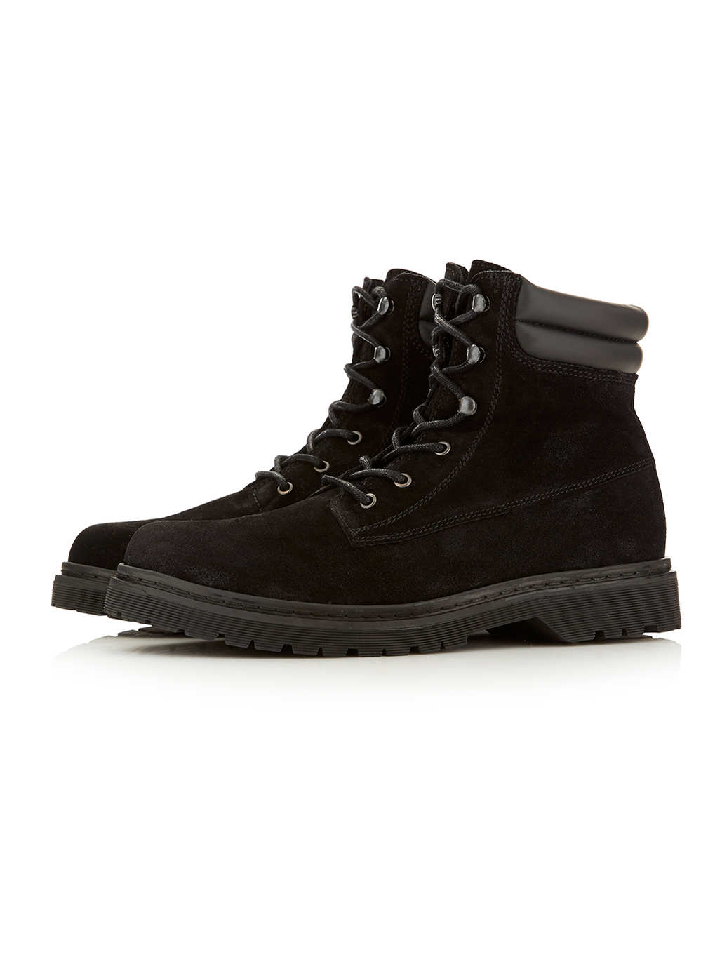 Topman Black Suede Heavy Cleated Boots in Black for Men | Lyst