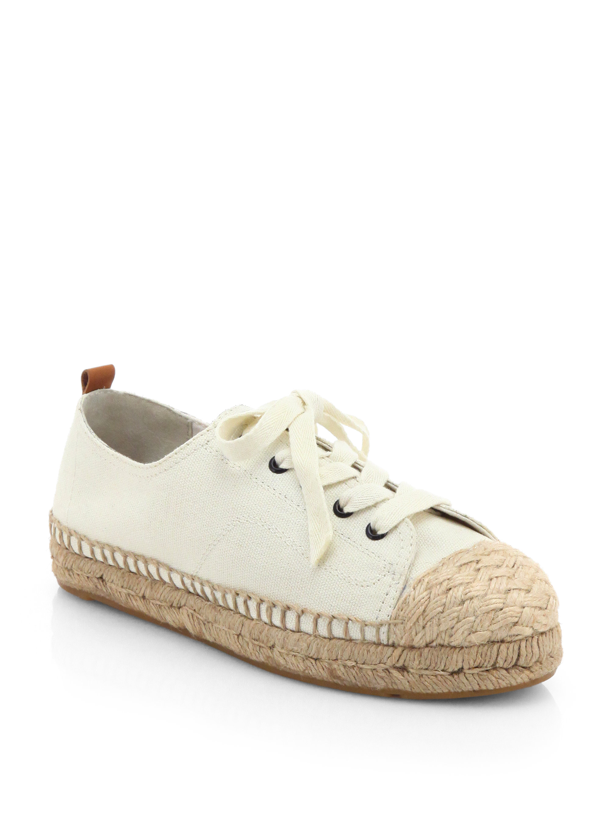 Lyst - Tory Burch Carter Canvas Laceup Espadrille Sneakers in Natural
